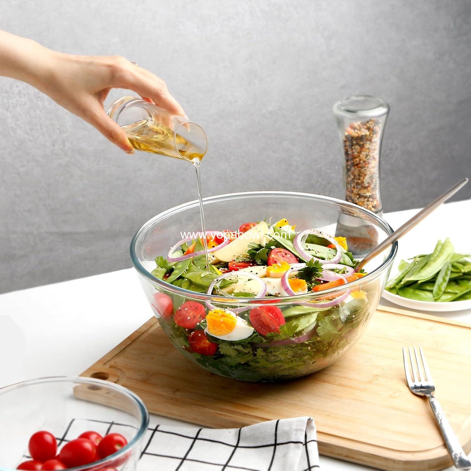 Wholesale 4.5 Quart Large Glass Mixing Bowl - Clear Big Salad and Mixing Bowls for Kitchen - Factory