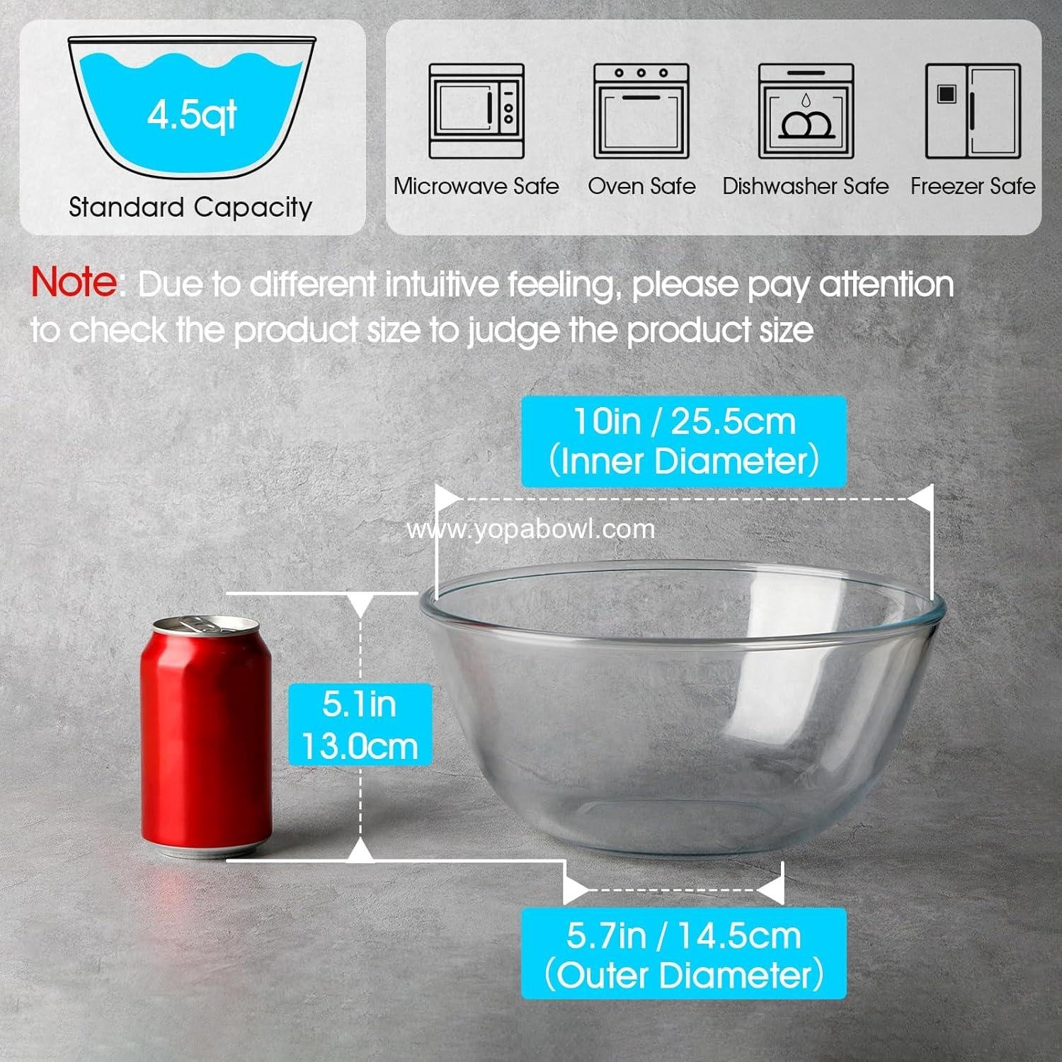 Wholesale 4.5 Quart Large Glass Mixing Bowl - Clear Big Salad and Mixing Bowls for Kitchen - Factory