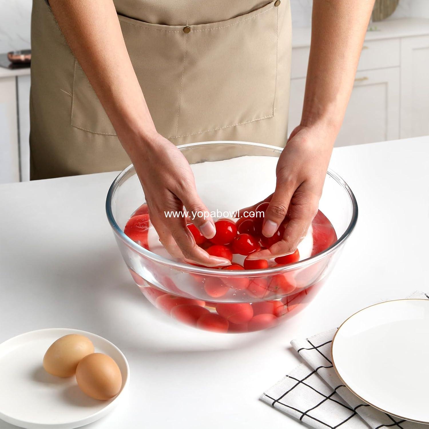 Wholesale 4.5 Quart Large Glass Mixing Bowl - Clear Big Salad and Mixing Bowls for Kitchen - Factory