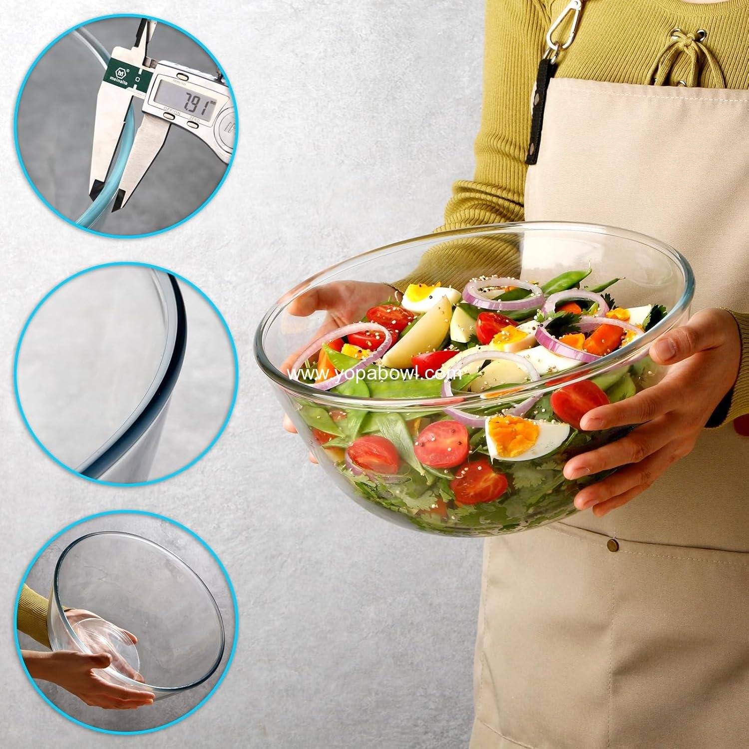 Wholesale 4.5 Quart Large Glass Mixing Bowl - Clear Big Salad and Mixing Bowls for Kitchen - Factory