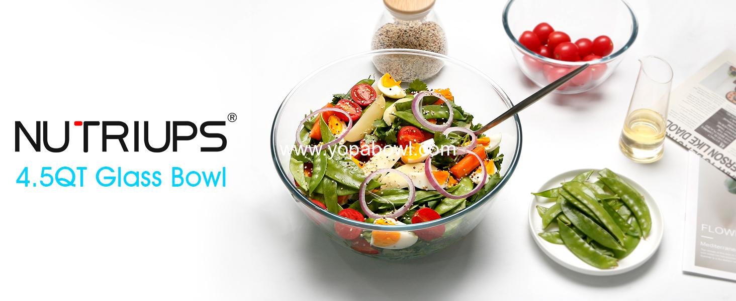 Wholesale 4.5 Quart Large Glass Mixing Bowl - Clear Big Salad and Mixing Bowls for Kitchen - Factory