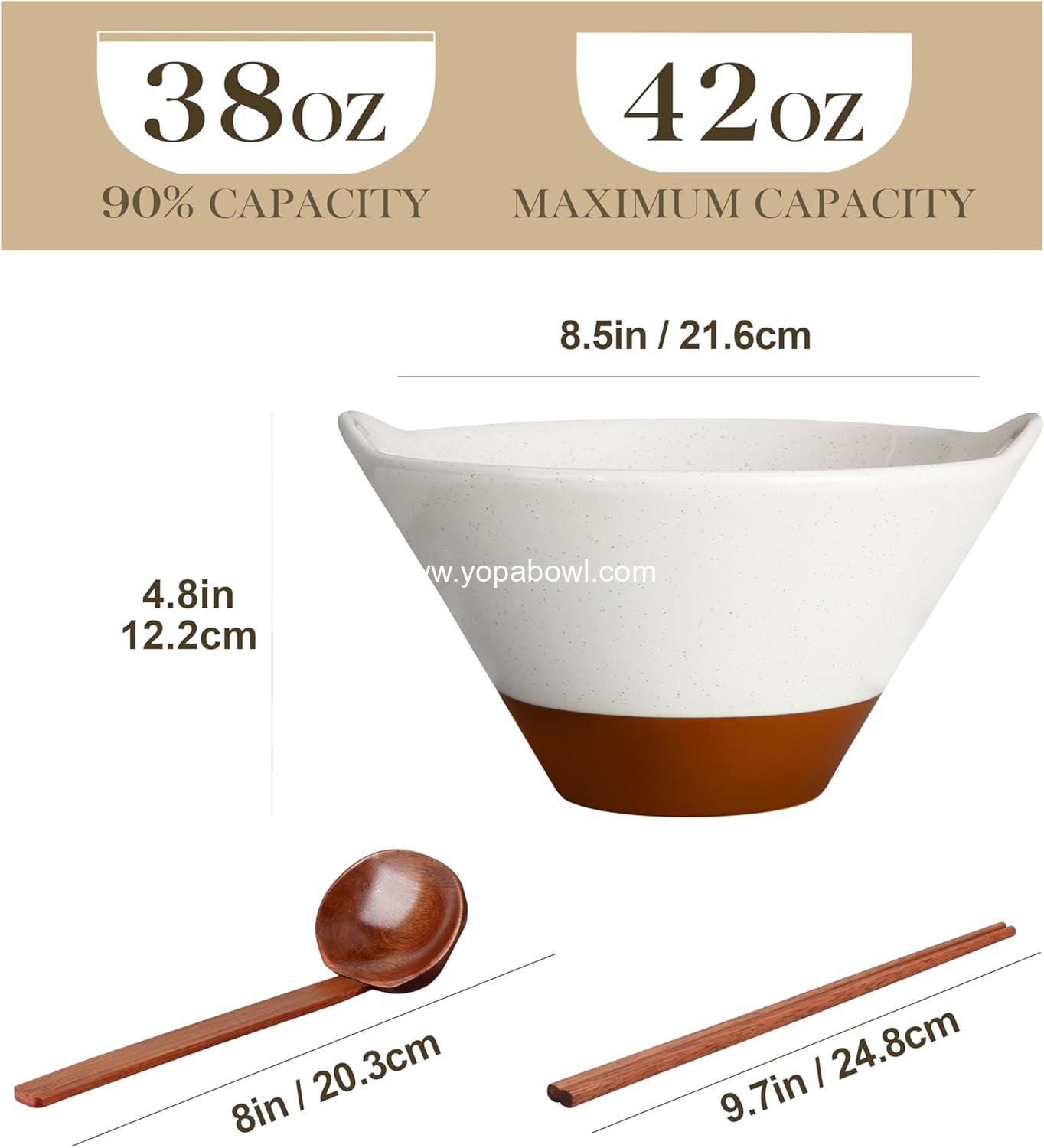 OEM 42 oz Ceramic Ramen Bowl Set with Wooden Spoon & Chopsticks, Japanese Style Soup Bowls for Ramen, Pho, Noodles – Set of 2, Microwave & Oven Safe – TARA Series (White and Khaki) Factory OEM 42 oz Ceramic Ramen Bowl Set with Wooden Spoon & Chopsticks, Japanese Style Soup Bowls for Ramen, Pho, Noodles – Set of 2, Microwave & Oven Safe – TARA Series (White and Khaki) Factory