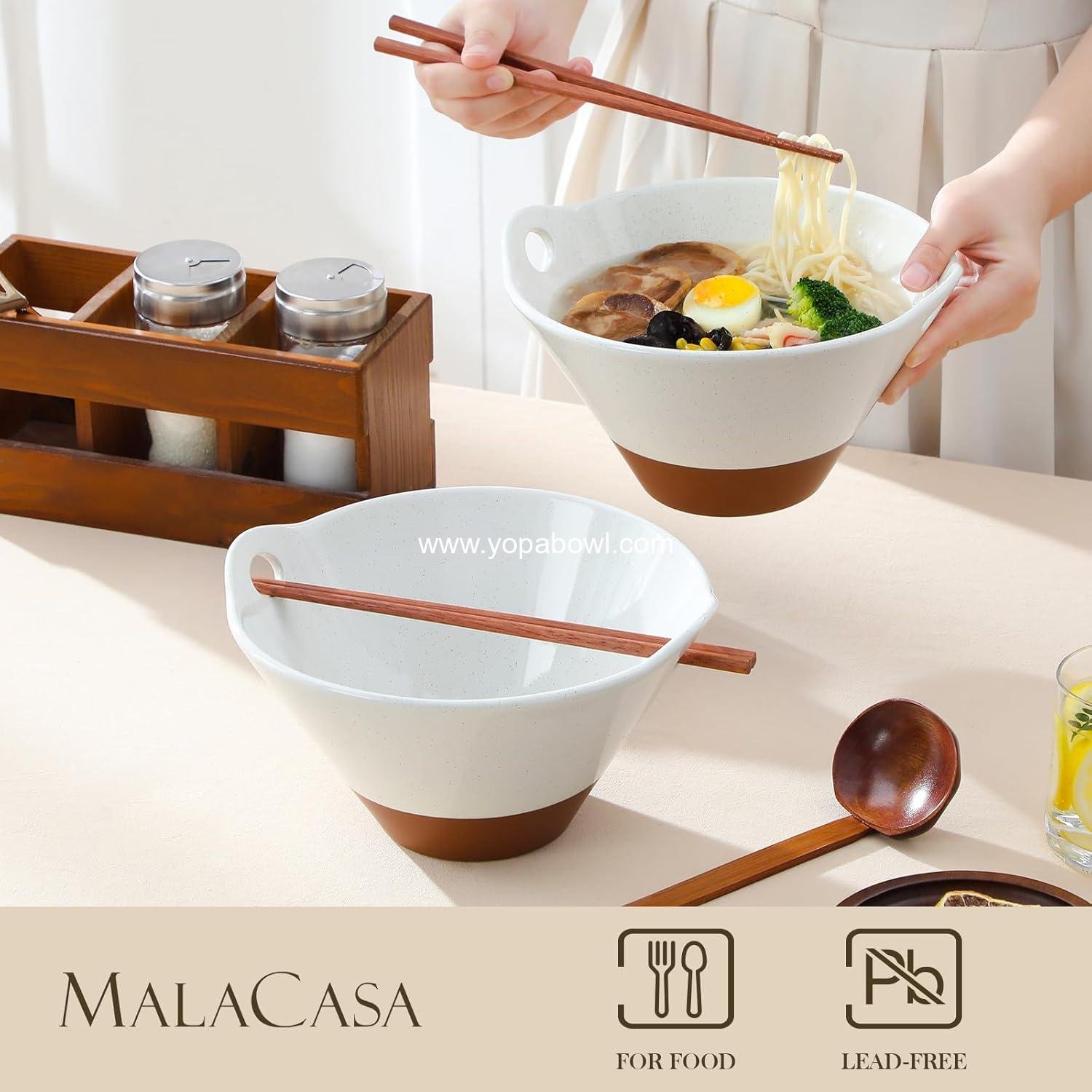 OEM 42 oz Ceramic Ramen Bowl Set with Wooden Spoon & Chopsticks, Japanese Style Soup Bowls for Ramen, Pho, Noodles – Set of 2, Microwave & Oven Safe – TARA Series (White and Khaki) Factory OEM 42 oz Ceramic Ramen Bowl Set with Wooden Spoon & Chopsticks, Japanese Style Soup Bowls for Ramen, Pho, Noodles – Set of 2, Microwave & Oven Safe – TARA Series (White and Khaki) Factory