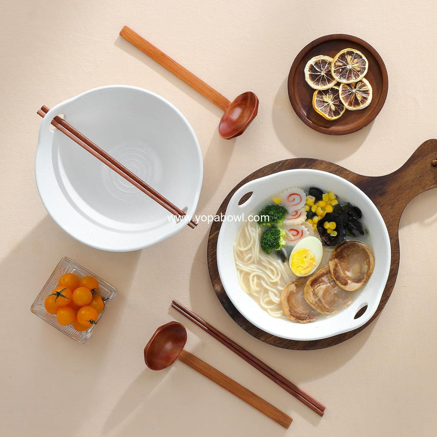 OEM 42 oz Ceramic Ramen Bowl Set with Wooden Spoon & Chopsticks, Japanese Style Soup Bowls for Ramen, Pho, Noodles – Set of 2, Microwave & Oven Safe – TARA Series (White and Khaki) Factory OEM 42 oz Ceramic Ramen Bowl Set with Wooden Spoon & Chopsticks, Japanese Style Soup Bowls for Ramen, Pho, Noodles – Set of 2, Microwave & Oven Safe – TARA Series (White and Khaki) Factory
