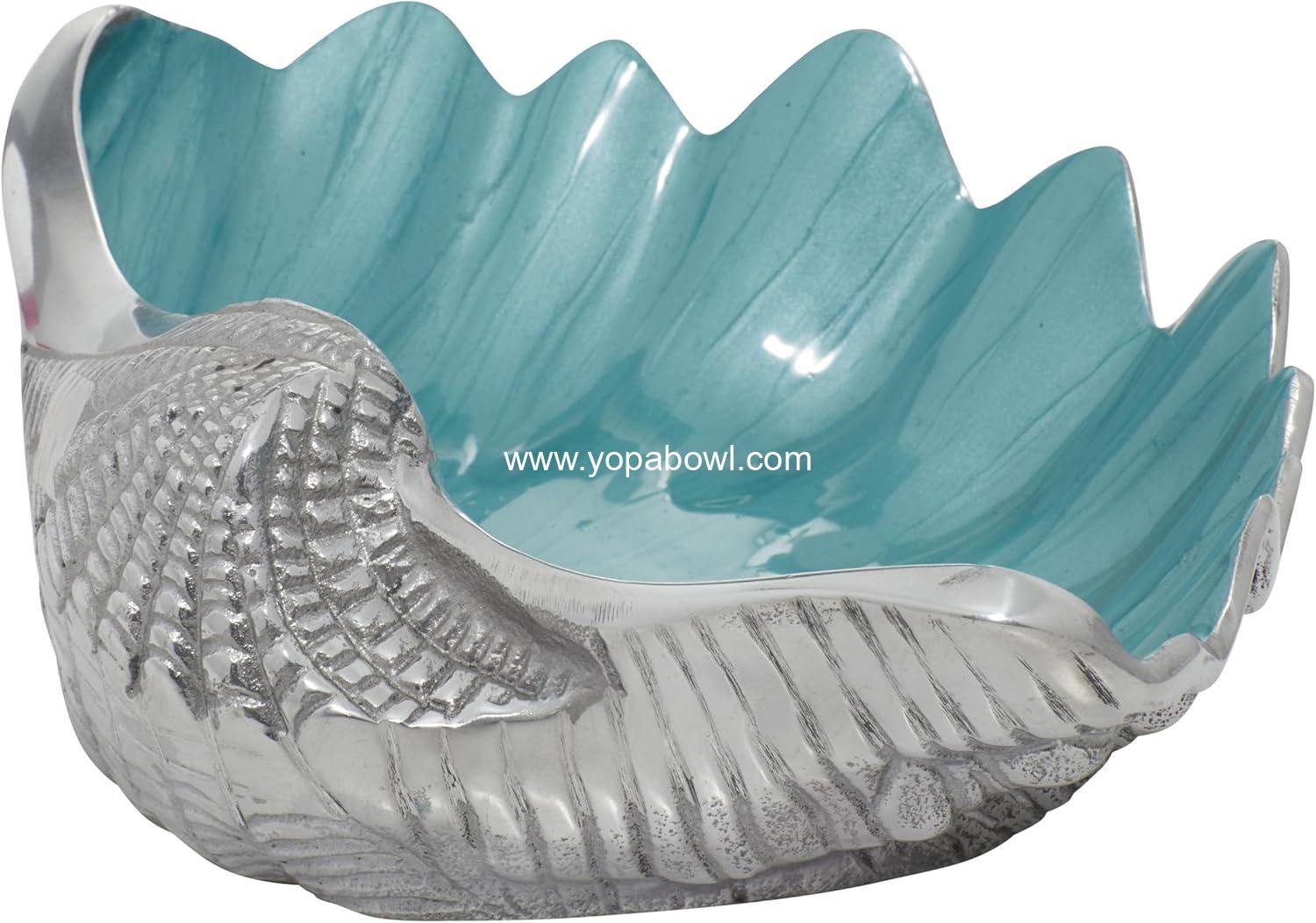 Wholesale Aluminum Metal Shell Serving Bowl with Enamel Interior, 12