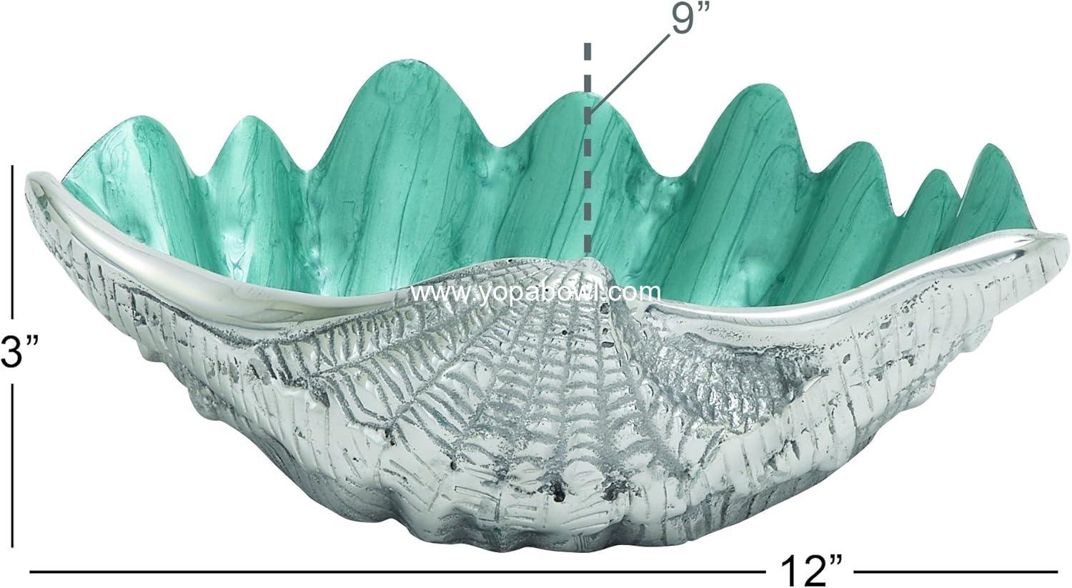 Wholesale Aluminum Metal Shell Serving Bowl with Enamel Interior, 12