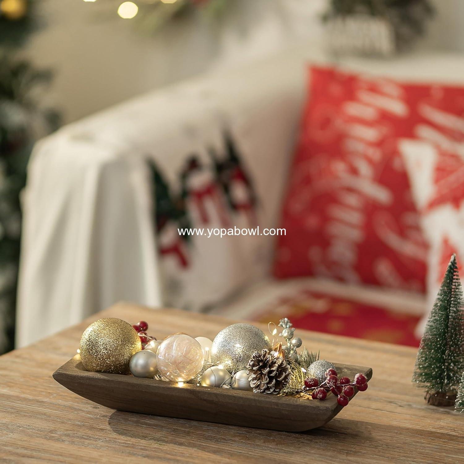 Wholesale Decorative Wooden Dough Bowl - Stylish Wood Bowl for Entry Table, Coffee Table, Dining Room, Kitchen Decor, Brown, Factory