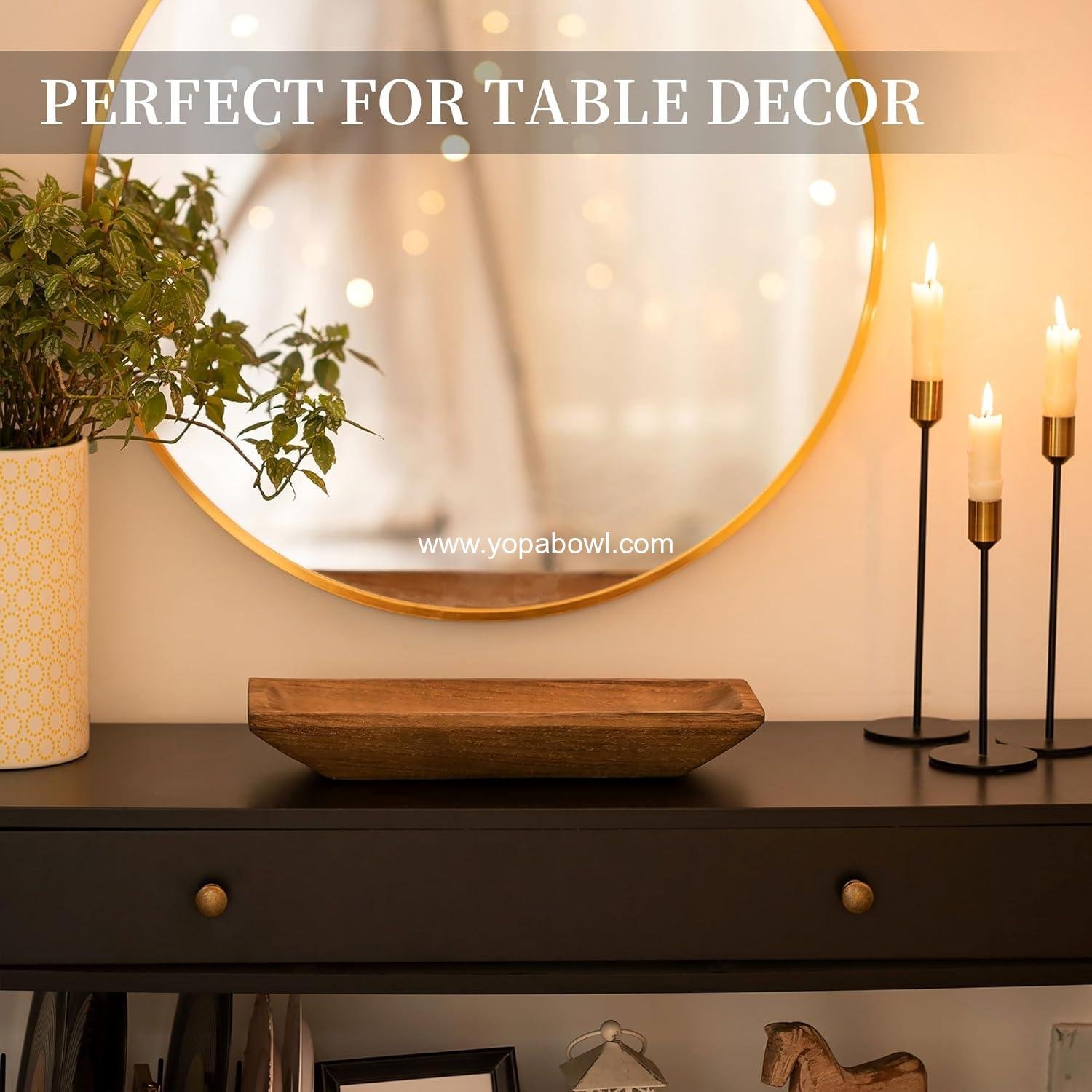 Wholesale Decorative Wooden Dough Bowl - Stylish Wood Bowl for Entry Table, Coffee Table, Dining Room, Kitchen Decor, Brown, Factory