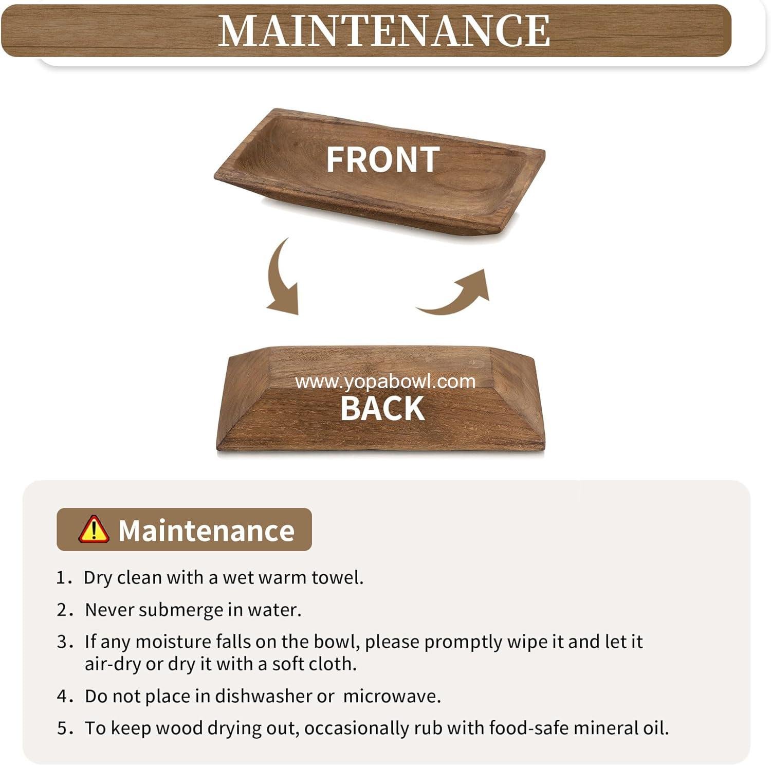 Wholesale Decorative Wooden Dough Bowl - Stylish Wood Bowl for Entry Table, Coffee Table, Dining Room, Kitchen Decor, Brown, Factory