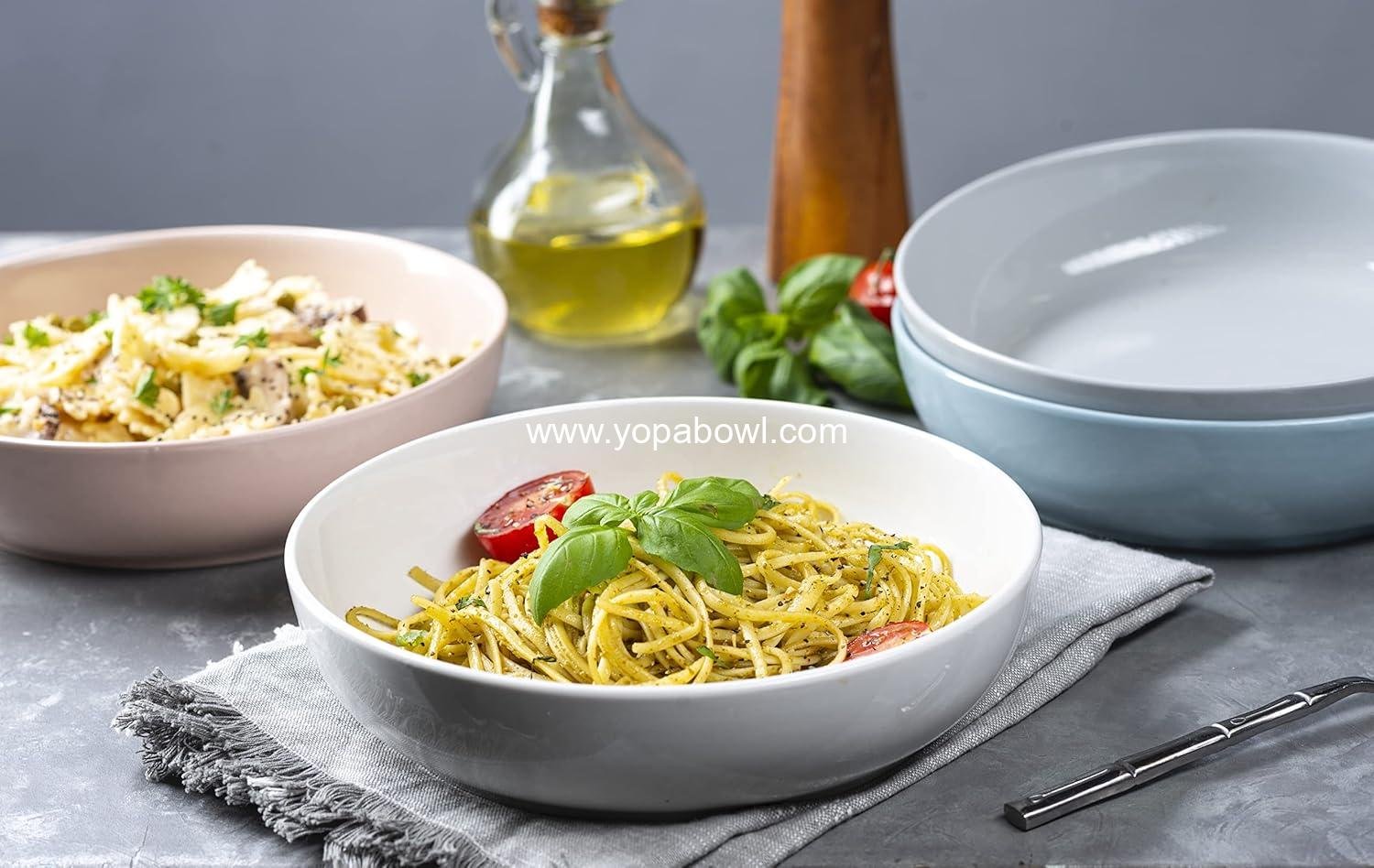 Wholesale Ceramic Pasta and Salad Bowls, Large Capacity 40 Oz Serving Bowls, Microwave & Dishwasher Safe, Set of 4 (White) Factory