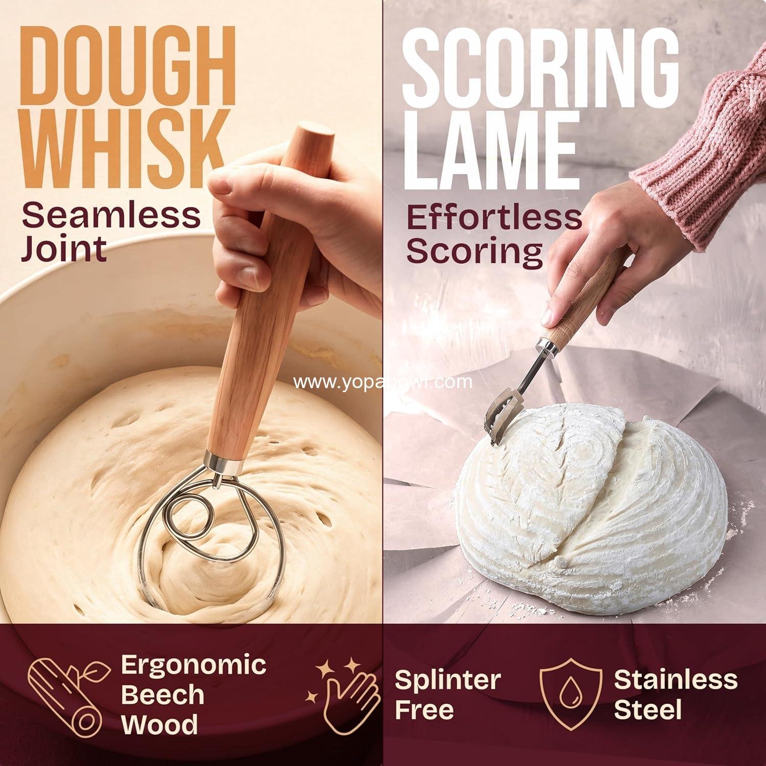 Wholesale Banneton Bread Proofing Basket, 9 Inch Round Sourdough Starter Kit, Baking Supplies and Tools, Perfect for Bread Making, Gift Set for Bakers, Factory Wholesale Banneton Bread Proofing Basket, 9 Inch Round Sourdough Starter Kit, Baking Supplies and Tools, Perfect for Bread Making, Gift Set for Bakers, Factory