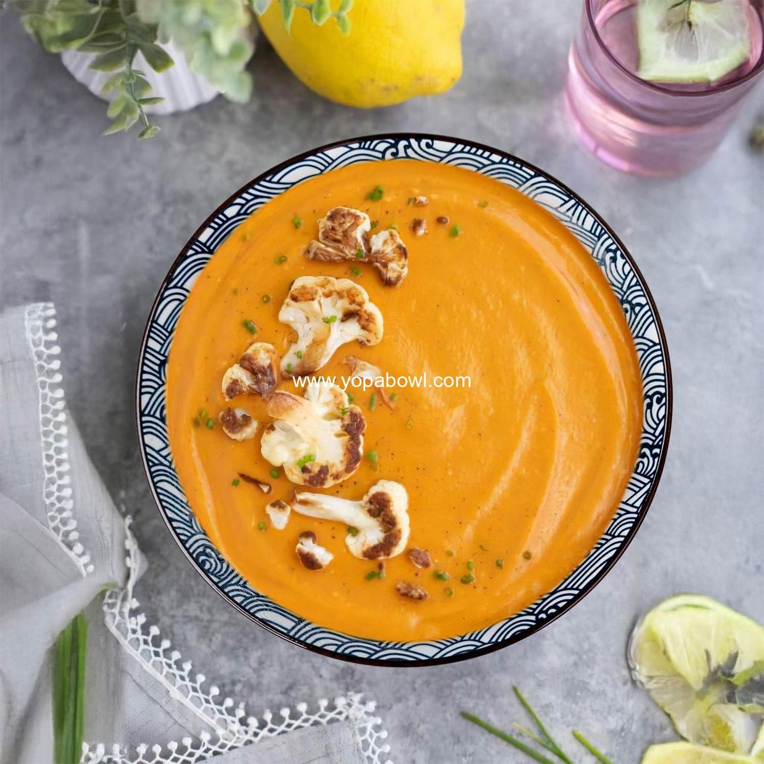 Wholesale 60 oz Large Soup Bowls Set of 3 - 8 Inch Blue and White Porcelain Ramen Bowls with Wave Pattern Factory