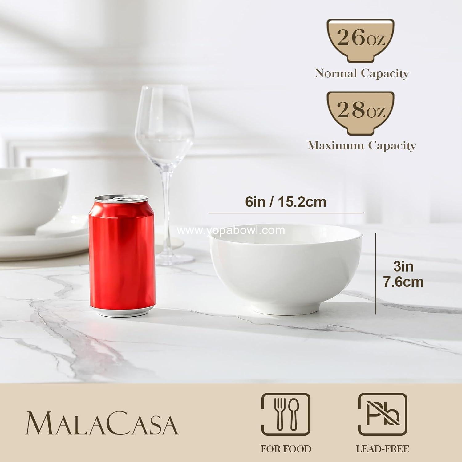 Wholesale 26 Oz Porcelain Soup Bowls Set of 4 - White Ceramic Kitchen Bowls for Oatmeal, Fruit, Salad, Ramen, and Rice - Dishwasher & Microwave Safe Factory Wholesale 26 Oz Porcelain Soup Bowls Set of 4 - White Ceramic Kitchen Bowls for Oatmeal, Fruit, Salad, Ramen, and Rice - Dishwasher & Microwave Safe Factory