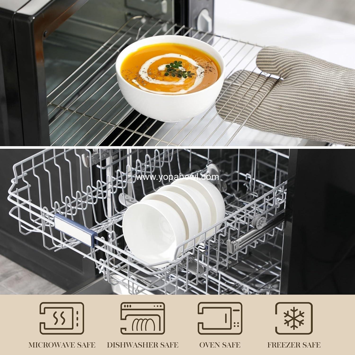 Wholesale 26 Oz Porcelain Soup Bowls Set of 4 - White Ceramic Kitchen Bowls for Oatmeal, Fruit, Salad, Ramen, and Rice - Dishwasher & Microwave Safe Factory Wholesale 26 Oz Porcelain Soup Bowls Set of 4 - White Ceramic Kitchen Bowls for Oatmeal, Fruit, Salad, Ramen, and Rice - Dishwasher & Microwave Safe Factory