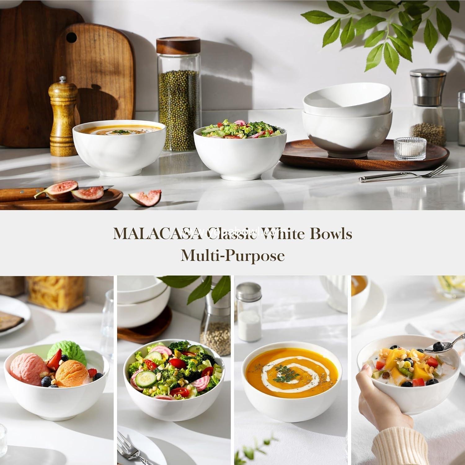 Wholesale 26 Oz Porcelain Soup Bowls Set of 4 - White Ceramic Kitchen Bowls for Oatmeal, Fruit, Salad, Ramen, and Rice - Dishwasher & Microwave Safe Factory Wholesale 26 Oz Porcelain Soup Bowls Set of 4 - White Ceramic Kitchen Bowls for Oatmeal, Fruit, Salad, Ramen, and Rice - Dishwasher & Microwave Safe Factory