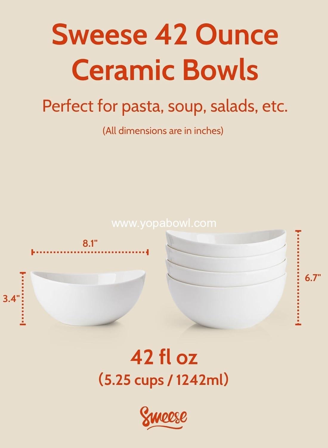 OEM 8-Inch Porcelain Serving Bowls - Set of 4, 42oz Bowls for Salad, Soup, Pasta & More - Microwave, Dishwasher & Oven Safe Factory OEM 8-Inch Porcelain Serving Bowls - Set of 4, 42oz Bowls for Salad, Soup, Pasta & More - Microwave, Dishwasher & Oven Safe Factory