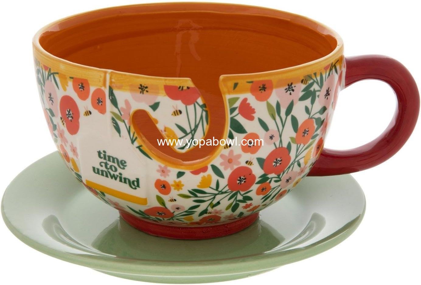 Hobby Lobby Yarn Bowl (Orange/Floral)