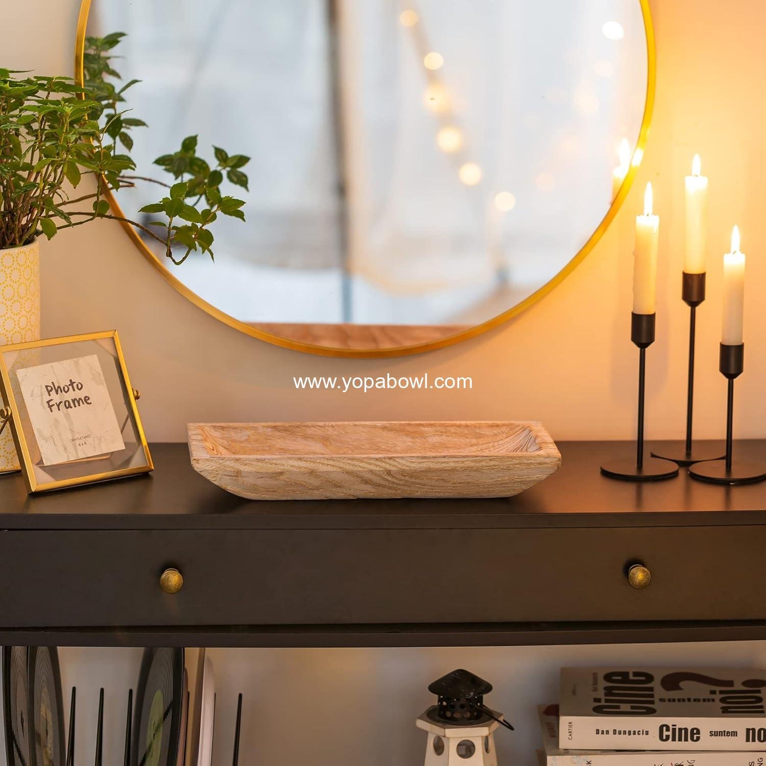 Wholesale Decorative Wood Dough Bowl - Long Wooden Bowl for Entryway or Living Room Decor - Dining Table Centerpiece - Coffee Table Accent, Factory Wholesale Decorative Wood Dough Bowl - Long Wooden Bowl for Entryway or Living Room Decor - Dining Table Centerpiece - Coffee Table Accent, Factory