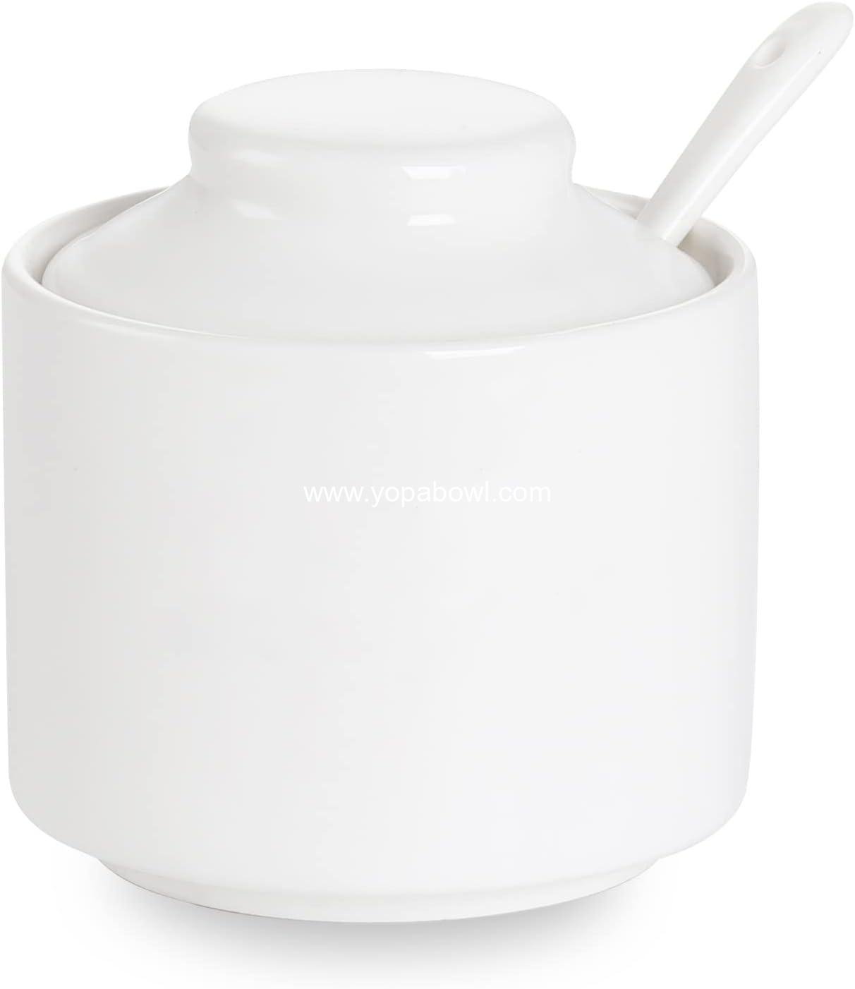 OEM Ceramic Sugar Bowl with Lid and Spoon, 8oz Porcelain Seasoning Box for Salt - Wholesale Factory OEM Ceramic Sugar Bowl with Lid and Spoon, 8oz Porcelain Seasoning Box for Salt - Wholesale Factory