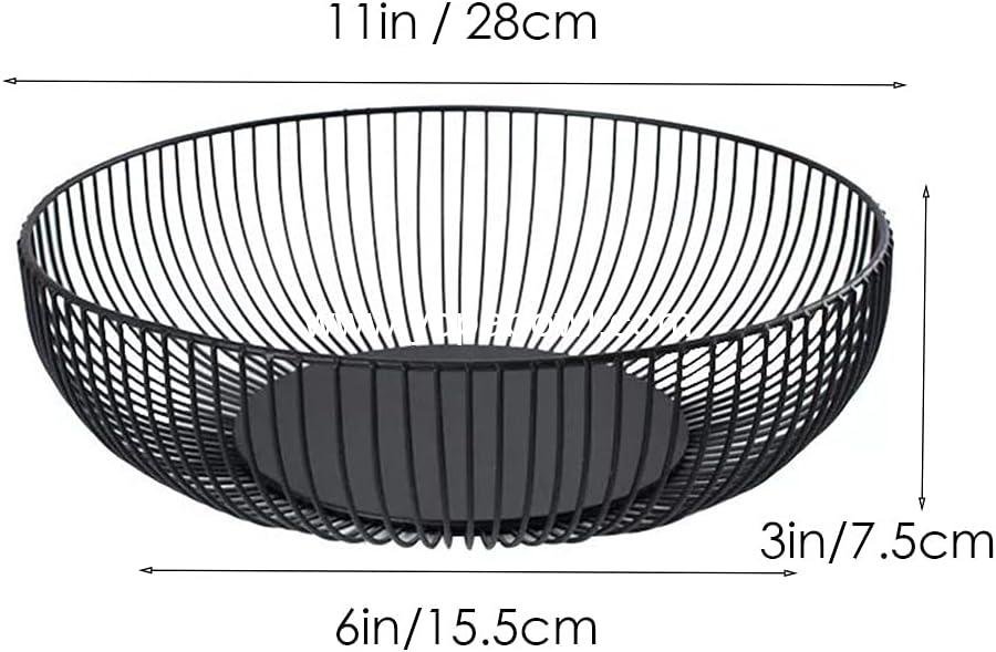 Wholesale Black Wire Fruit Bowl for Kitchen Counter, 11-Inch Round Metal Fruit Basket for Lemons, Bananas, Snacks - Factory Wholesale Black Wire Fruit Bowl for Kitchen Counter, 11-Inch Round Metal Fruit Basket for Lemons, Bananas, Snacks - Factory