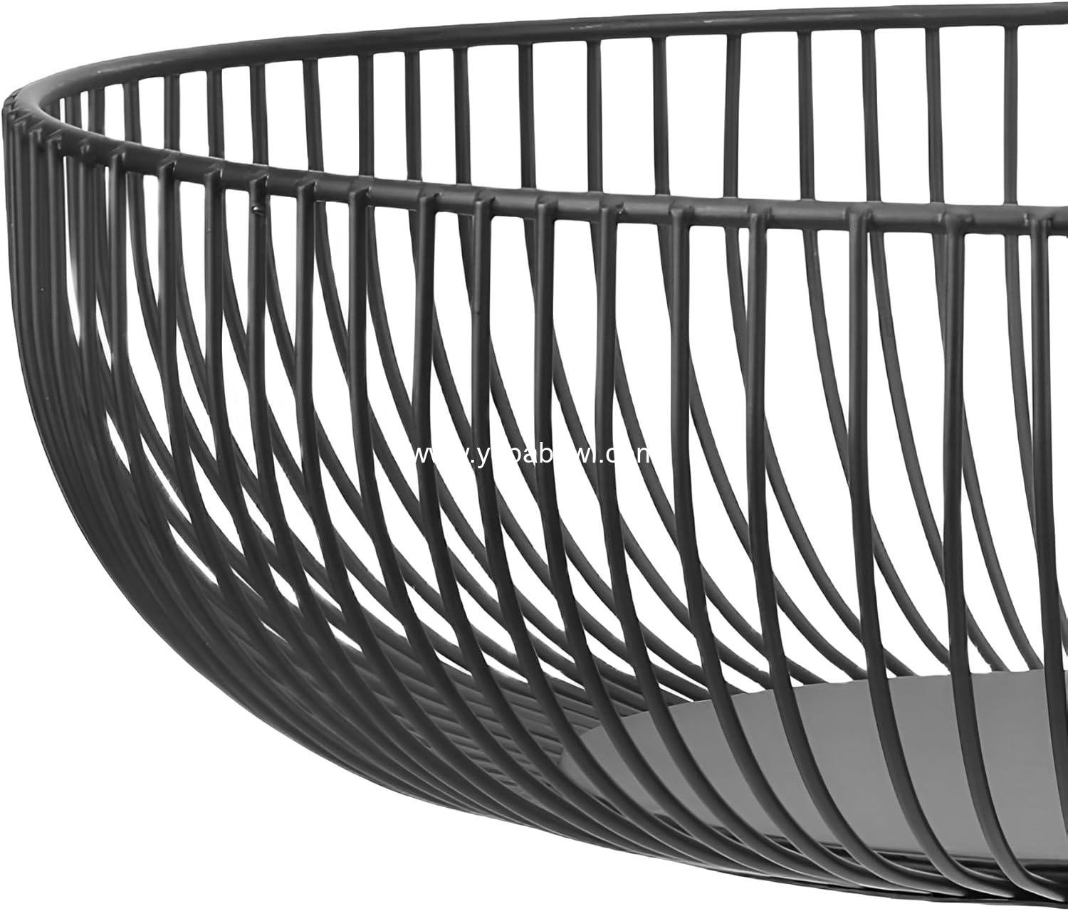 Wholesale Black Wire Fruit Bowl for Kitchen Counter, 11-Inch Round Metal Fruit Basket for Lemons, Bananas, Snacks - Factory Wholesale Black Wire Fruit Bowl for Kitchen Counter, 11-Inch Round Metal Fruit Basket for Lemons, Bananas, Snacks - Factory