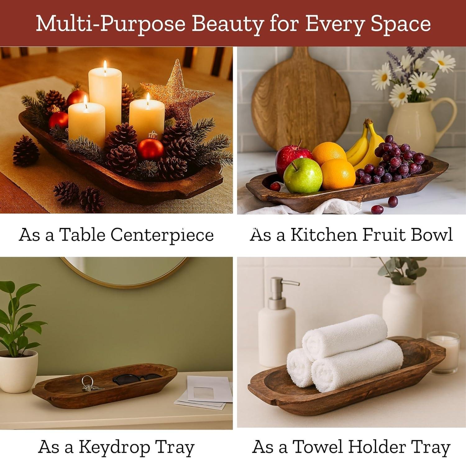 OEM 16'' Large Wooden Dough Bowl for Decor - Decorative Centerpiece Oval Rustic Bowl for Table | Handmade Long Wood Bowl for Thanksgiving, Christmas, Festivals - Wholesale Factory OEM 16'' Large Wooden Dough Bowl for Decor - Decorative Centerpiece Oval Rustic Bowl for Table | Handmade Long Wood Bowl for Thanksgiving, Christmas, Festivals - Wholesale Factory