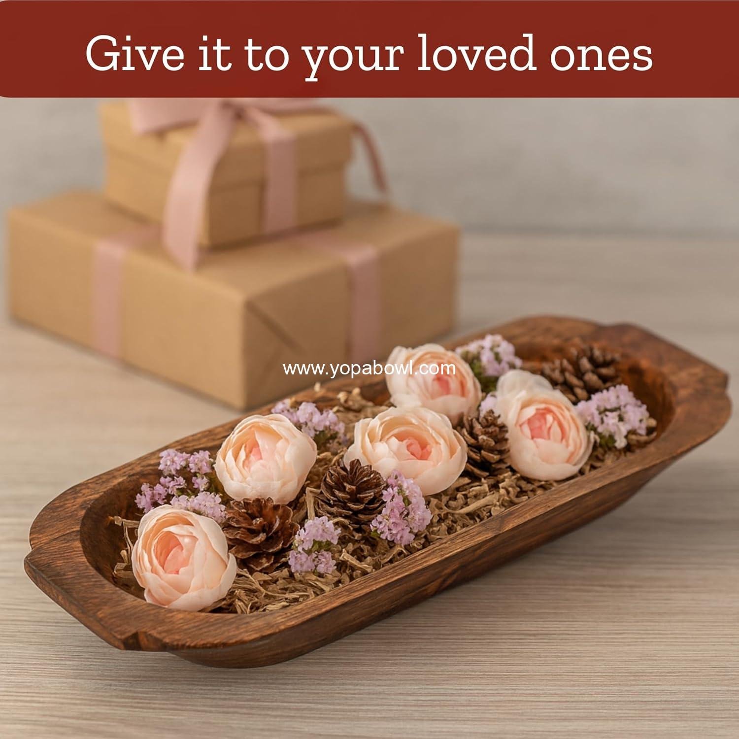 OEM 16'' Large Wooden Dough Bowl for Decor - Decorative Centerpiece Oval Rustic Bowl for Table | Handmade Long Wood Bowl for Thanksgiving, Christmas, Festivals - Wholesale Factory OEM 16'' Large Wooden Dough Bowl for Decor - Decorative Centerpiece Oval Rustic Bowl for Table | Handmade Long Wood Bowl for Thanksgiving, Christmas, Festivals - Wholesale Factory