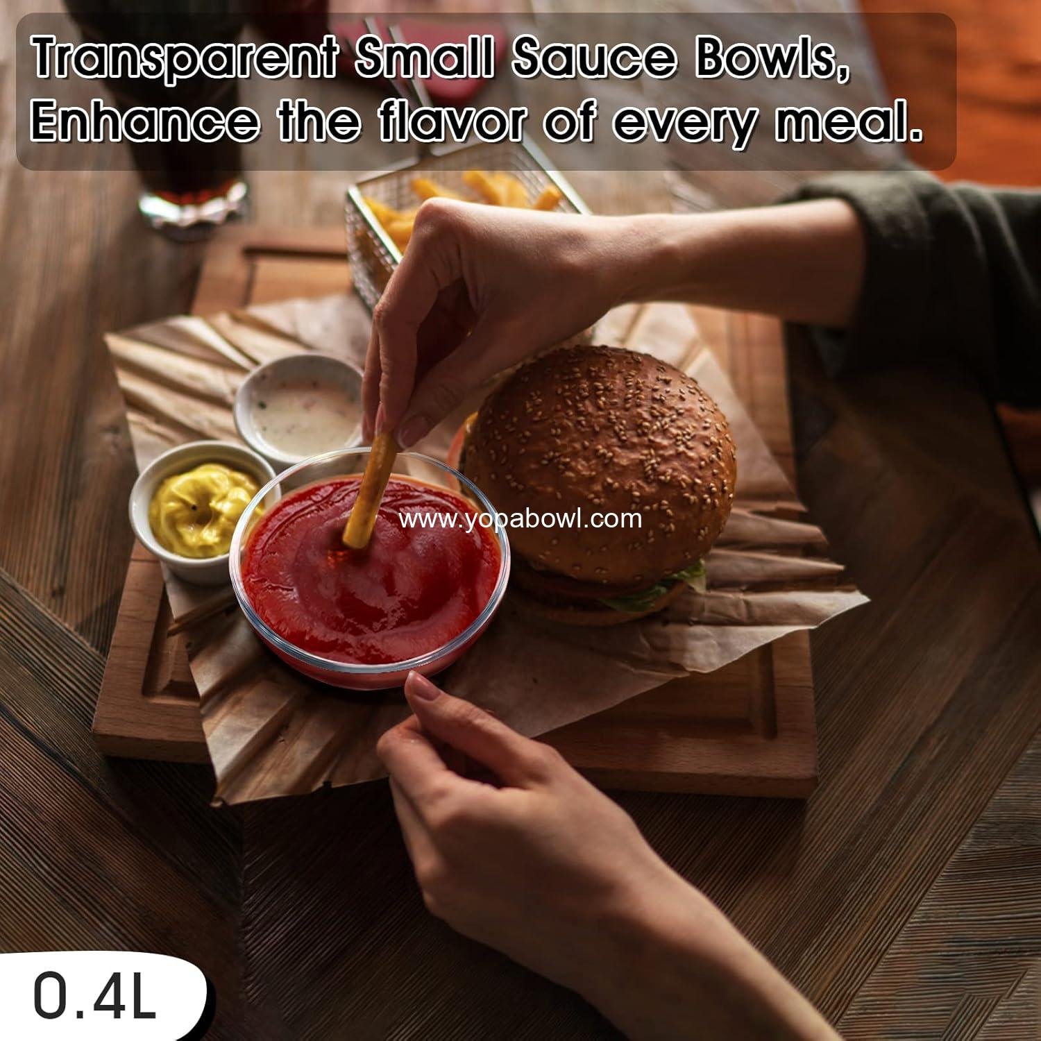 OEM 5 Inch Small Glass Bowls - Clear Tempered Glass Dessert and Sauce Bowl Set, Microwave and Oven Safe, Wholesale Factory