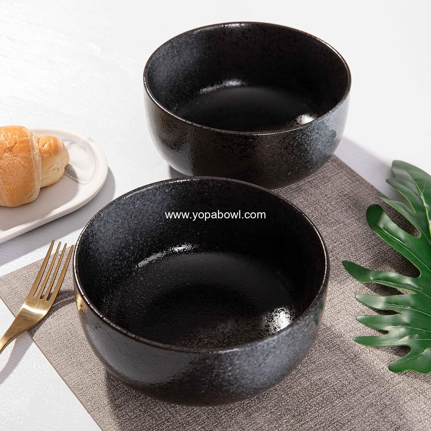 Wholesale 36 Ounce Ceramic Soup Bowls Set - Large Capacity Kitchen Bowls for Cereal, Noodles, Soup, and Breakfast, Microwave and Dishwasher Safe, Set of 4, Black and Grey, Factory