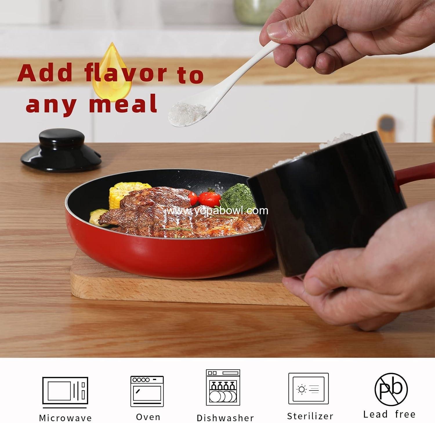 Wholesale Ceramic Sugar Bowl with Lid and Spoon, 8oz Porcelain Seasoning Salt Bowl (Black) - Factory