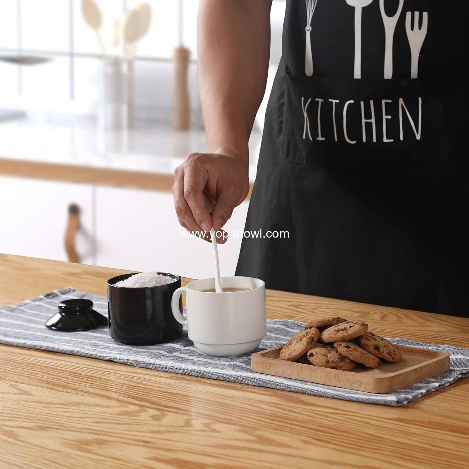 Wholesale Ceramic Sugar Bowl with Lid and Spoon, 8oz Porcelain Seasoning Salt Bowl (Black) - Factory