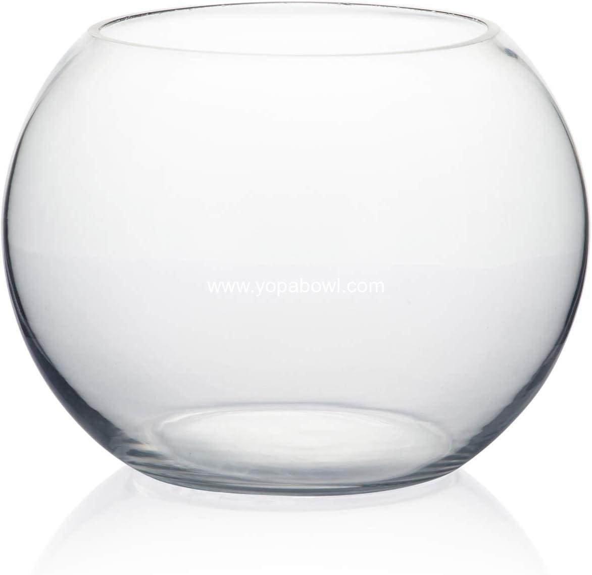 WGVI Bowl Glass Vase, Diameter 8", Height 6", Open Width 5", (Multiple Sizes Choices) Clear Bubble Planter Terrarium Fish Bowl for Wedding Event Home Decor, 1 Piece (VBW0008A)