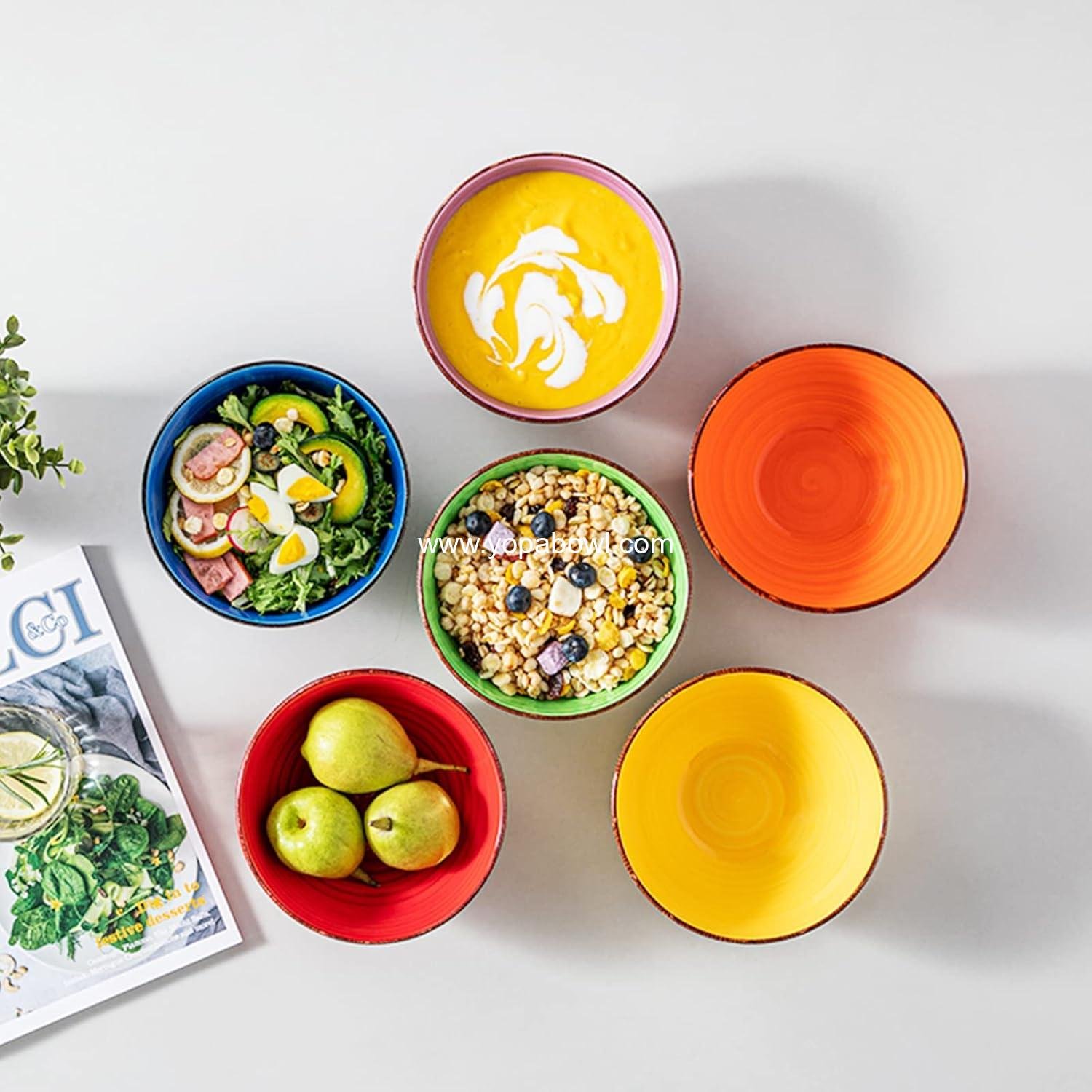 Wholesale 6 Inch Colorful Cereal Soup Bowls Set of 6 - 27 Oz Ceramic, Microwave & Dishwasher Safe, Factory Wholesale 6 Inch Colorful Cereal Soup Bowls Set of 6 - 27 Oz Ceramic, Microwave & Dishwasher Safe, Factory