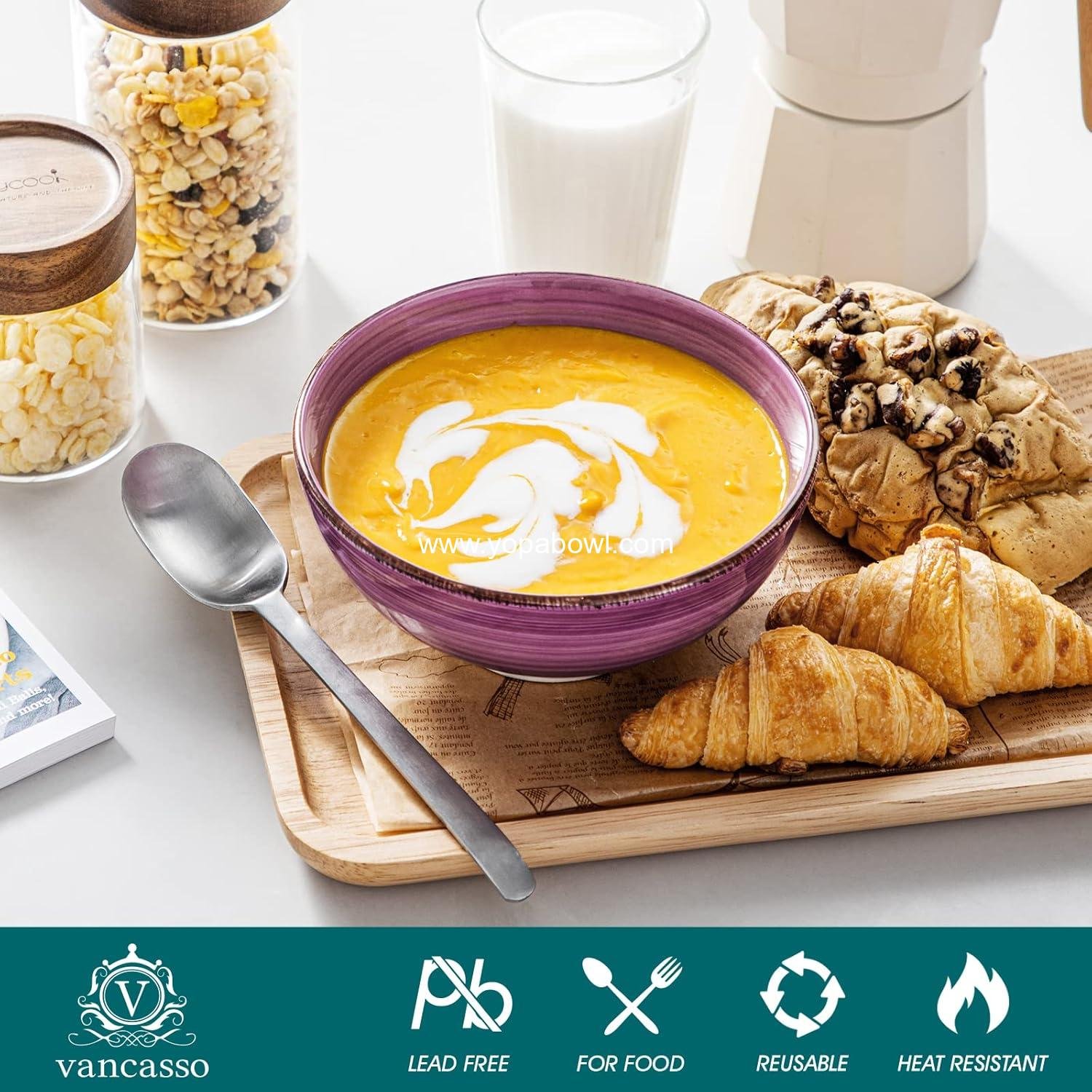 Wholesale 6 Inch Colorful Cereal Soup Bowls Set of 6 - 27 Oz Ceramic, Microwave & Dishwasher Safe, Factory Wholesale 6 Inch Colorful Cereal Soup Bowls Set of 6 - 27 Oz Ceramic, Microwave & Dishwasher Safe, Factory