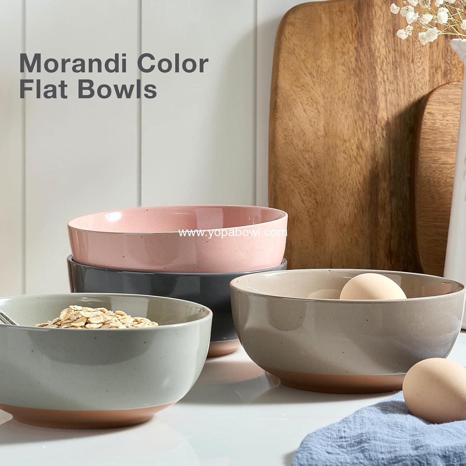 OEM Morandi Color Large Ceramic Bowls Set of 4, 30 Ounce Cereal, Soup, Salad, Oatmeal Serving Bowls - Dishwasher & Microwave Safe, Wholesale Factory