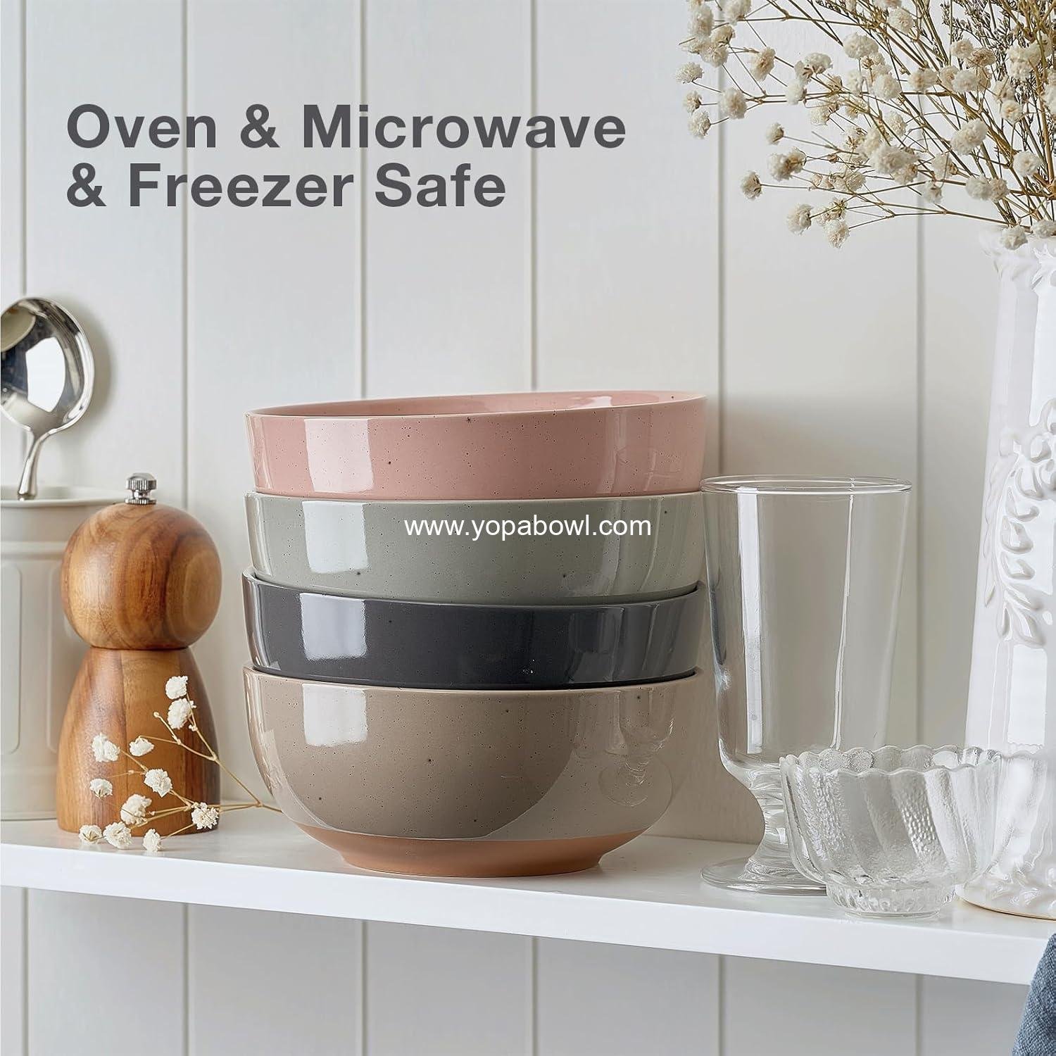 OEM Morandi Color Large Ceramic Bowls Set of 4, 30 Ounce Cereal, Soup, Salad, Oatmeal Serving Bowls - Dishwasher & Microwave Safe, Wholesale Factory