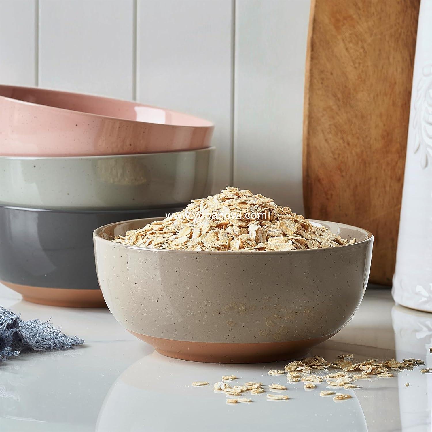 OEM Morandi Color Large Ceramic Bowls Set of 4, 30 Ounce Cereal, Soup, Salad, Oatmeal Serving Bowls - Dishwasher & Microwave Safe, Wholesale Factory