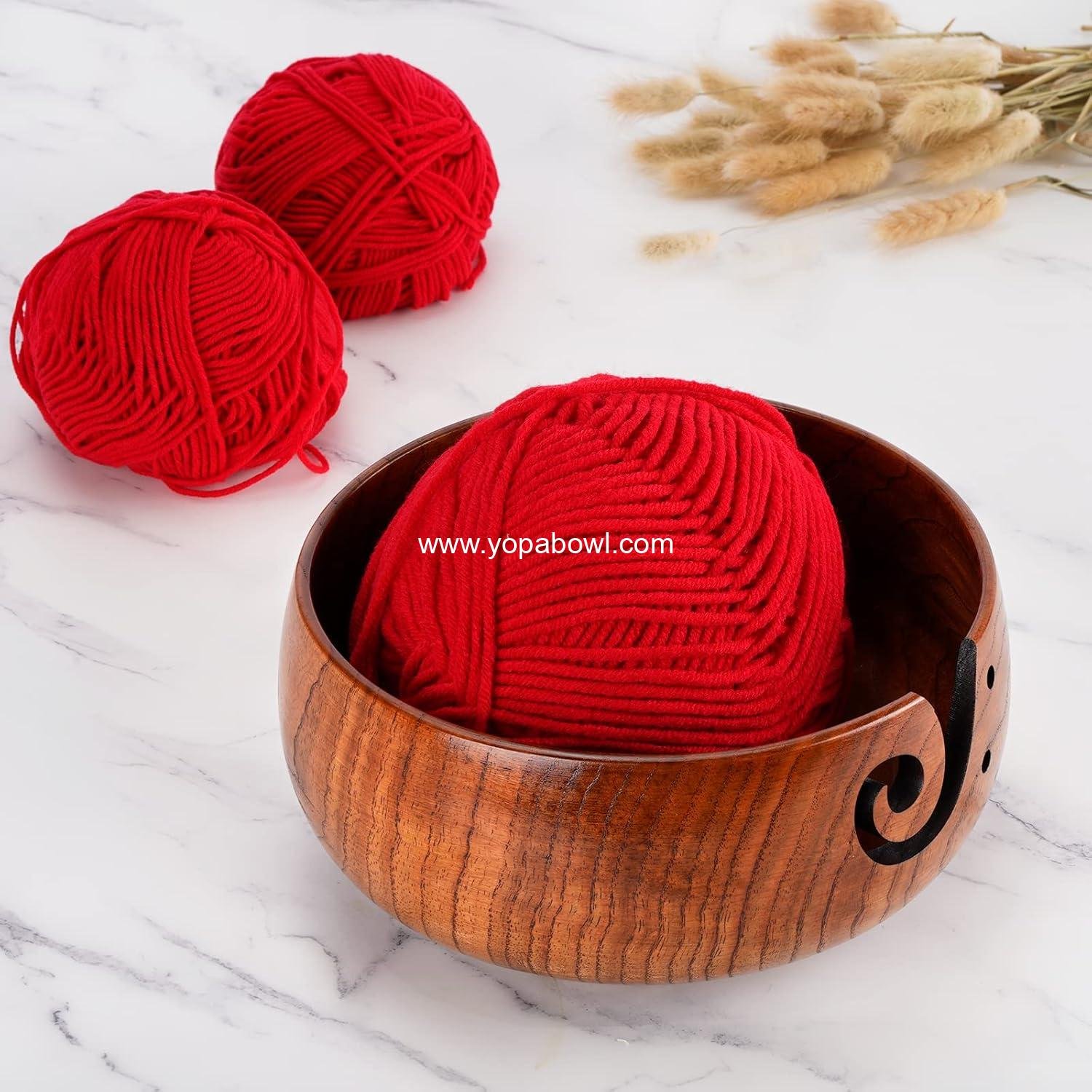 Wholesale Wooden Yarn Bowl, Knitting Storage with Holes to Prevent Slipping, Ideal for Crocheting and Knitting, 6