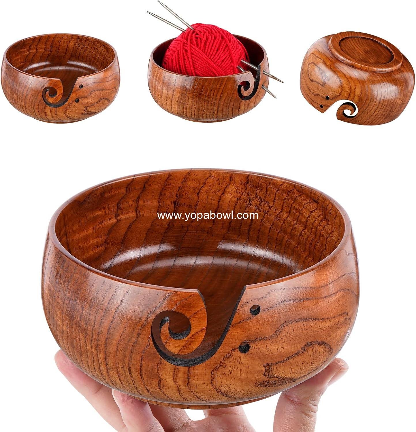 Wholesale Wooden Yarn Bowl, Knitting Storage with Holes to Prevent Slipping, Ideal for Crocheting and Knitting, 6