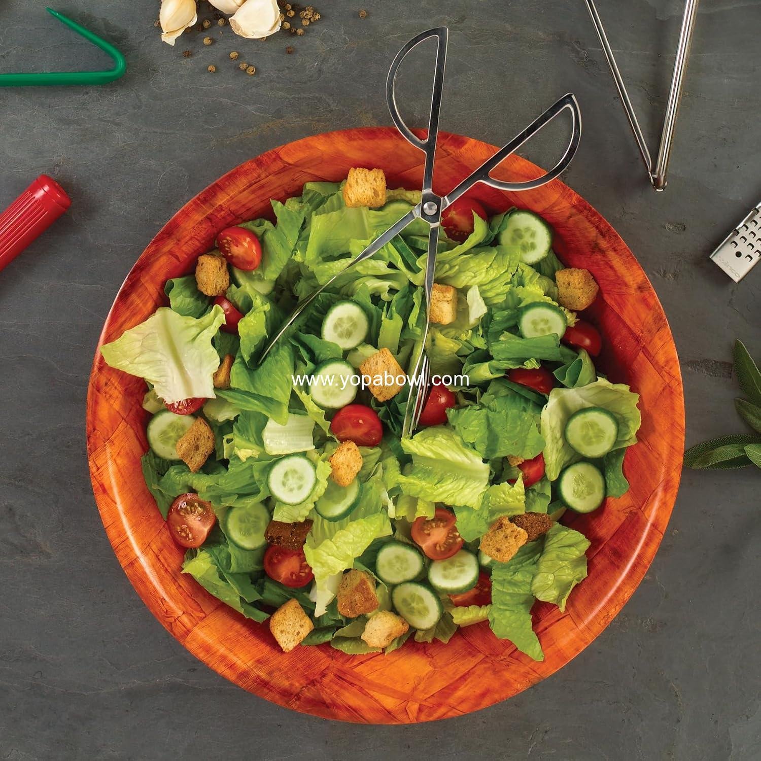 Wholesale Wooden Woven Salad Bowl 10-Inch Brown - Factory