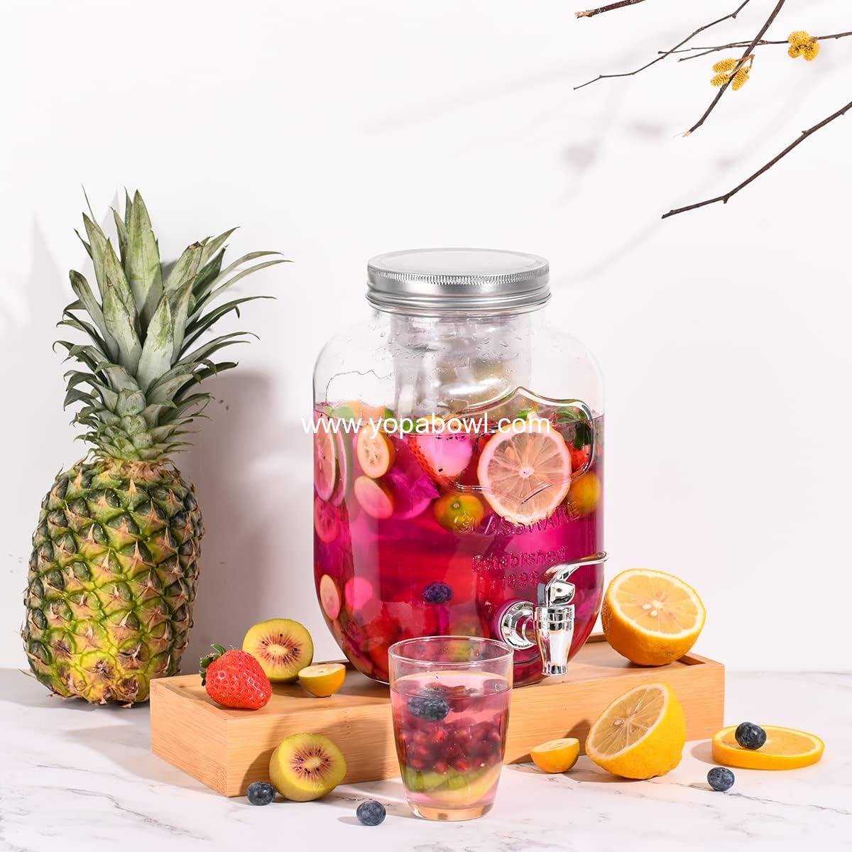 Wholesale 1 Gallon Glass Drink Dispenser Set, 2 Pack Beverage Dispenser with Fruit Infuser, Punch Bowls for Water and Juice, Easy Flow Spigot, Outdoor Use, Manufacturer Wholesale 1 Gallon Glass Drink Dispenser Set, 2 Pack Beverage Dispenser with Fruit Infuser, Punch Bowls for Water and Juice, Easy Flow Spigot, Outdoor Use, Manufacturer