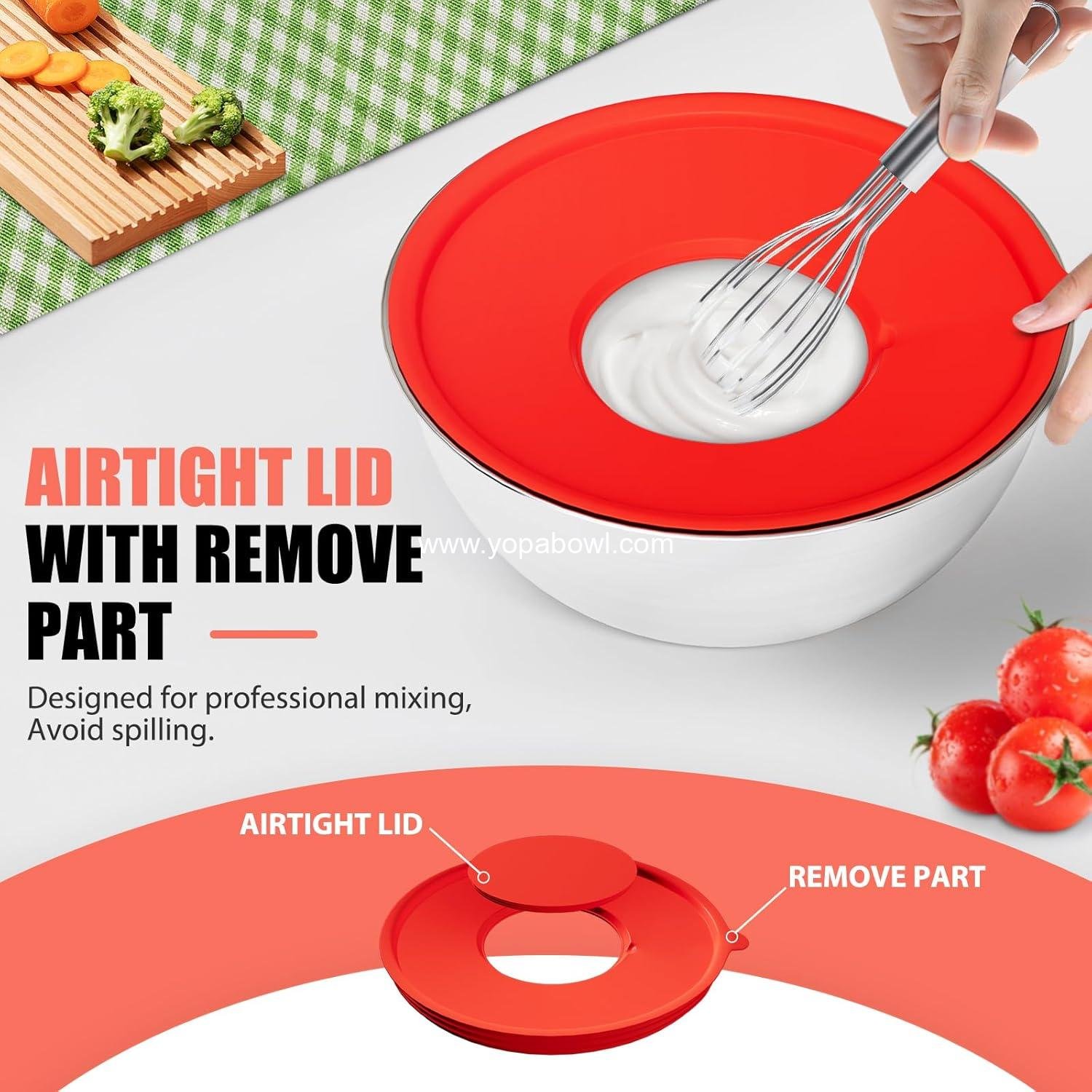 Wholesale Mixing Bowls Set with Lids, 7 PCS Stainless Steel Bowls with 3 Grater Attachments, Sizes 4.5QT, 4QT, 3.5QT, 2.1QT, 1.5QT, 1.1QT, 0.7QT for Kitchen Cooking, Baking & Serving - Factory