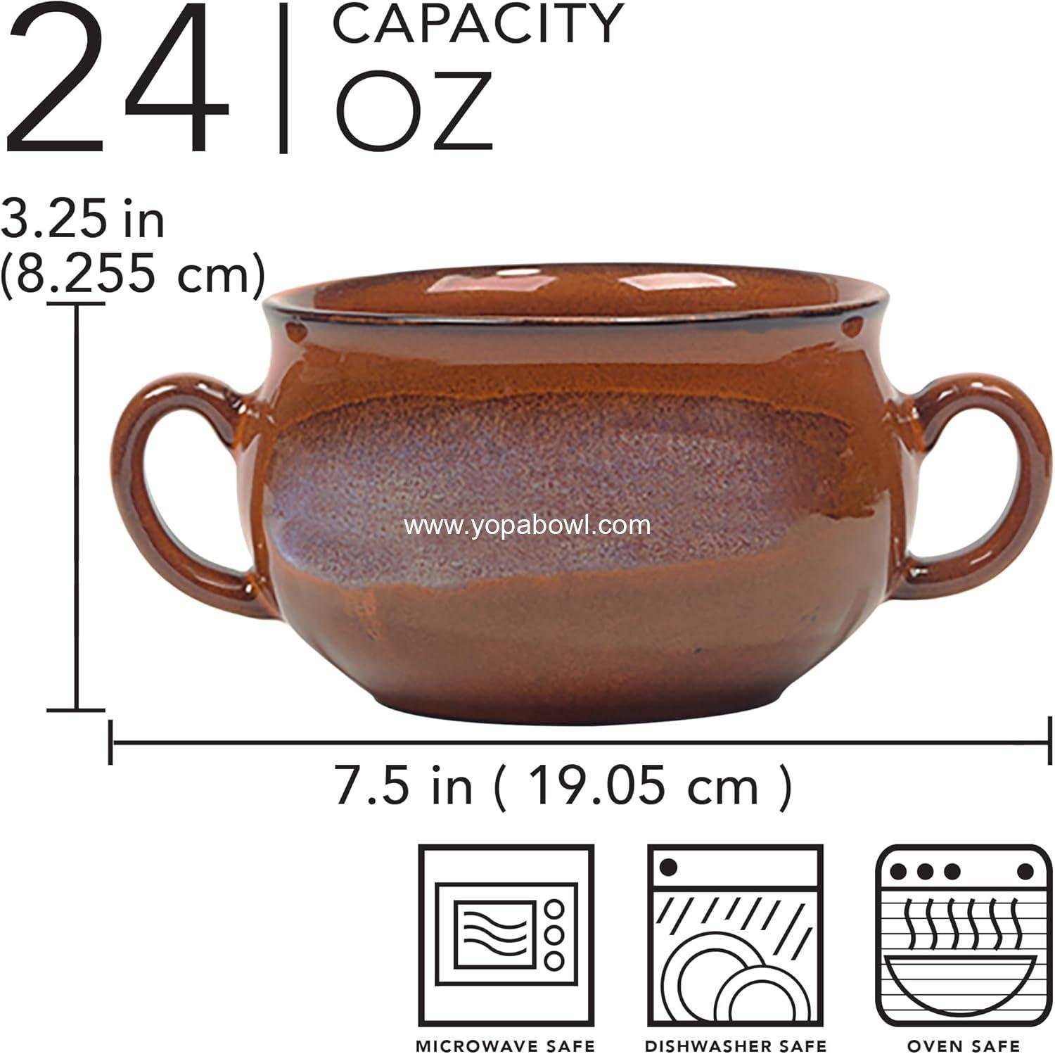 Wholesale Stoneware 24oz Reactive Glaze Soup Crocks Set of 4 - Ideal for soups, stews, casseroles, oven-safe, microwave- and dishwasher-friendly with easy-grip handles for serving. Factory. Wholesale Stoneware 24oz Reactive Glaze Soup Crocks Set of 4 - Ideal for soups, stews, casseroles, oven-safe, microwave- and dishwasher-friendly with easy-grip handles for serving. Factory.