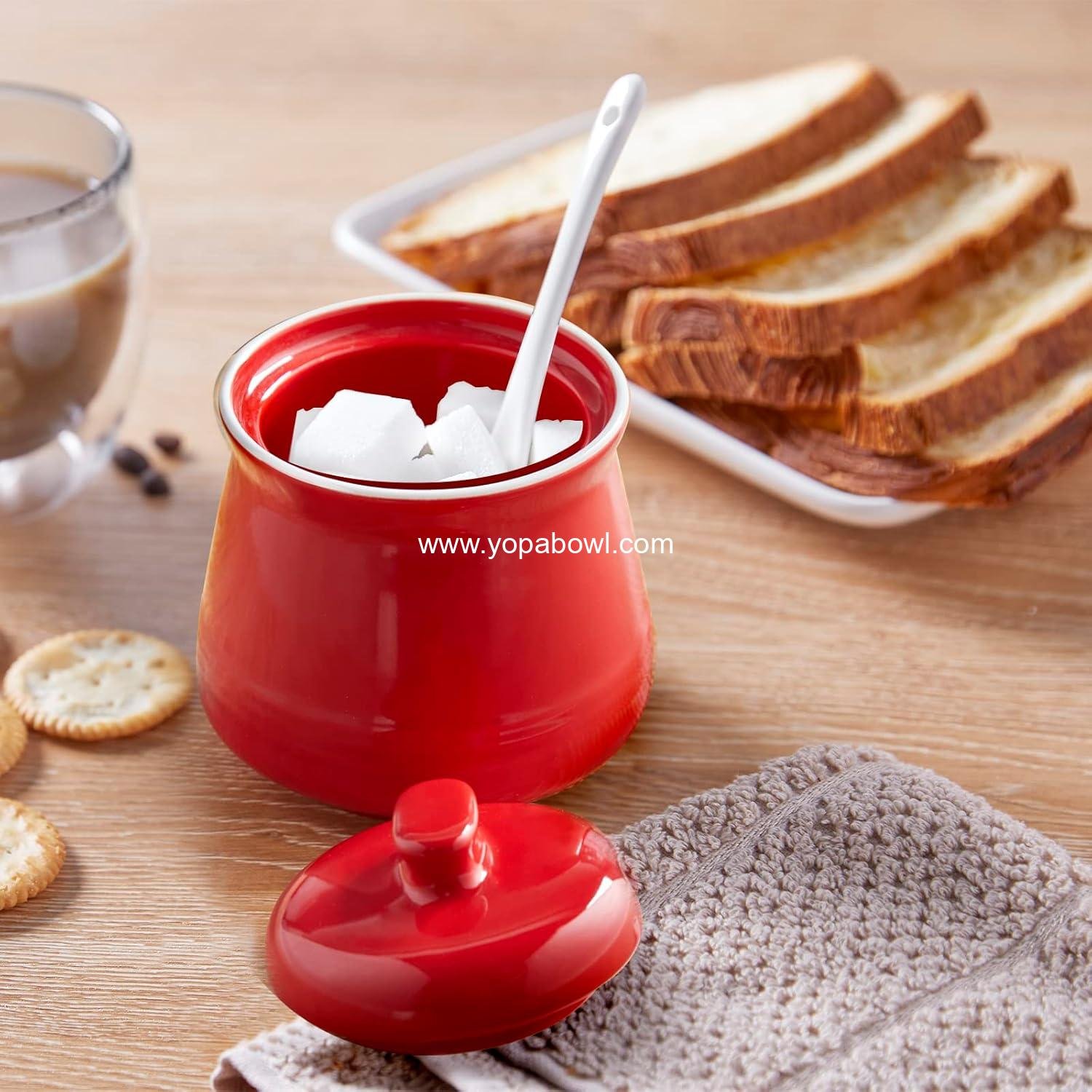 Wholesale Sugar Bowl with Lid and Spoon, 12 oz Ceramic Sugar Jar for Coffee Bar, Red Kitchen Decor and Accessories Factory Wholesale Sugar Bowl with Lid and Spoon, 12 oz Ceramic Sugar Jar for Coffee Bar, Red Kitchen Decor and Accessories Factory