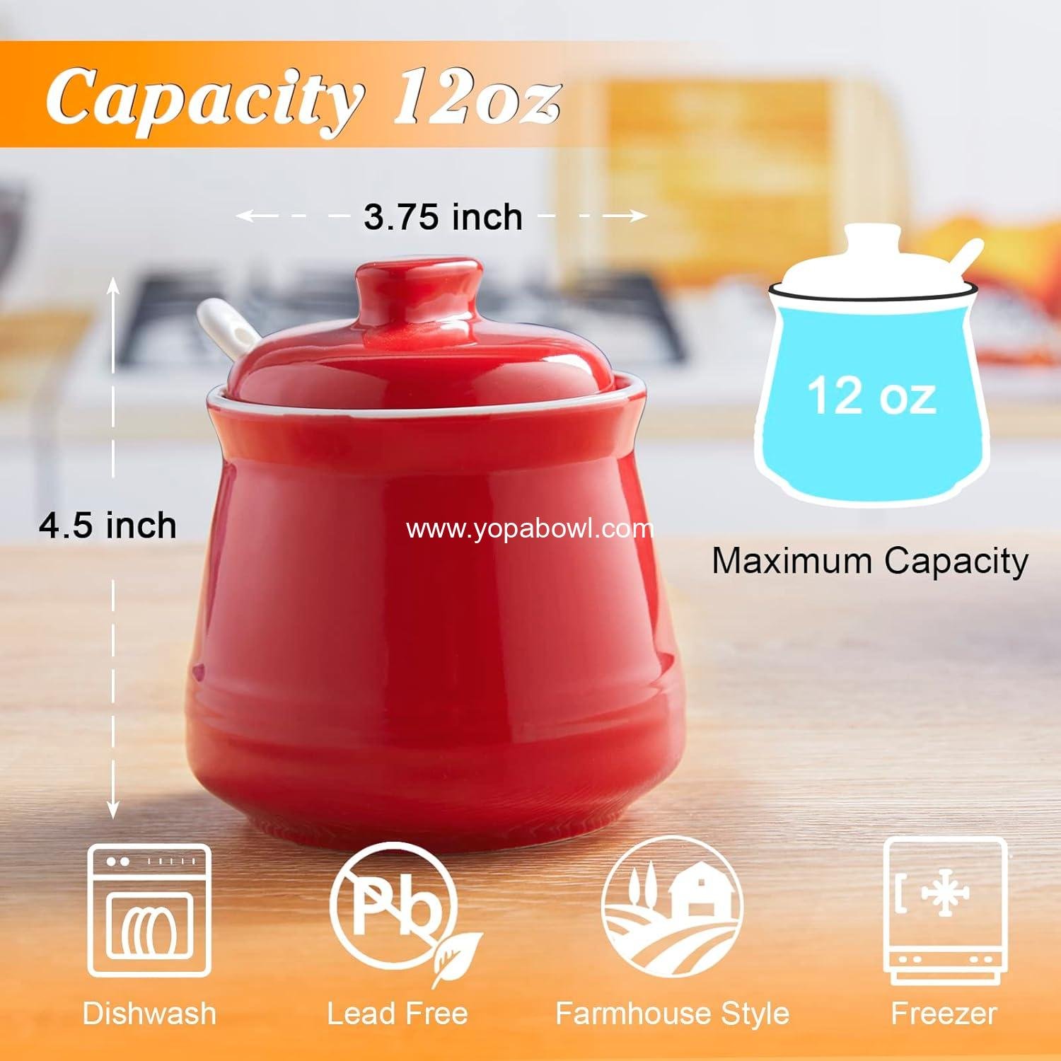 Wholesale Sugar Bowl with Lid and Spoon, 12 oz Ceramic Sugar Jar for Coffee Bar, Red Kitchen Decor and Accessories Factory Wholesale Sugar Bowl with Lid and Spoon, 12 oz Ceramic Sugar Jar for Coffee Bar, Red Kitchen Decor and Accessories Factory