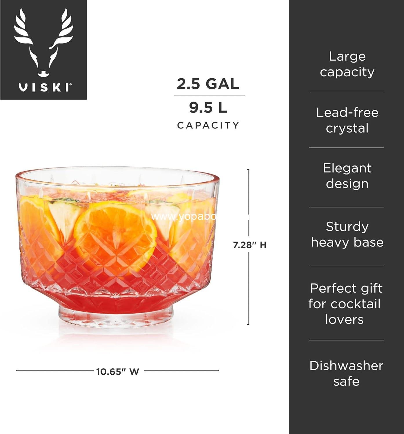 Wholesale Vintage Style Crystal Punch Bowl - 2.5 Gallons (320oz) Serveware for Cocktails - Dishwasher Safe - Set of 1 Factory Wholesale Vintage Style Crystal Punch Bowl - 2.5 Gallons (320oz) Serveware for Cocktails - Dishwasher Safe - Set of 1 Factory