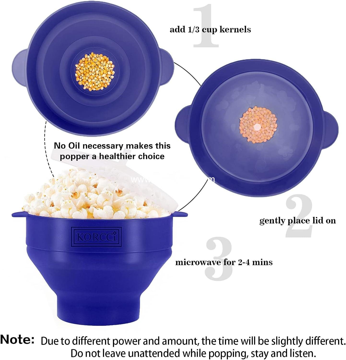 Wholesale Microwaveable Silicone Popcorn Popper - Collapsible Bowl for Oil-Free Popcorn in Microwave, Dishwasher Safe (Blue) - Factory