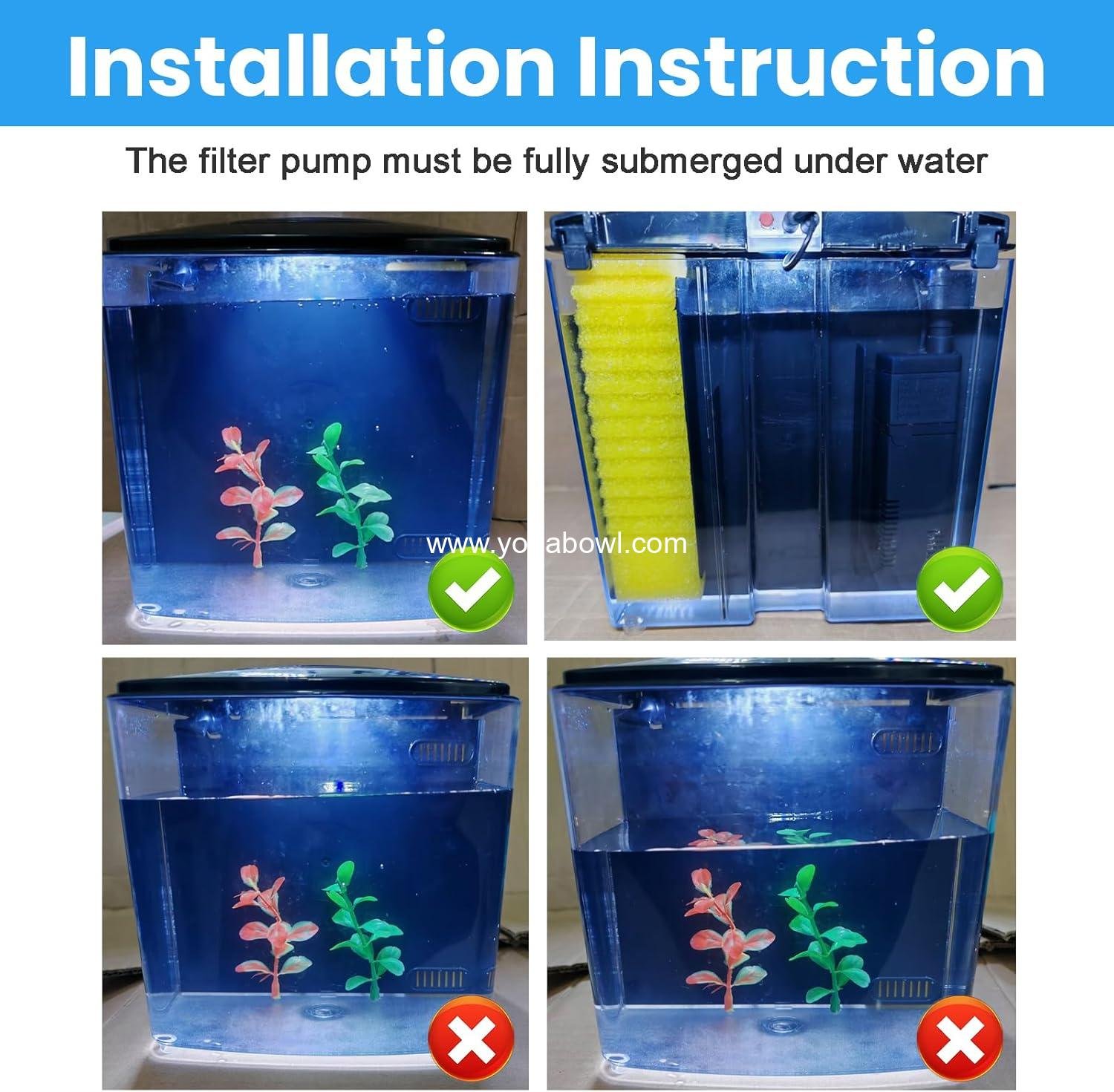 Wholesale Small Betta Fish Tank Starter Kit, 1.2 Gallon Aquarium with LED Light and Water Filter Pump, Rectangular Factory