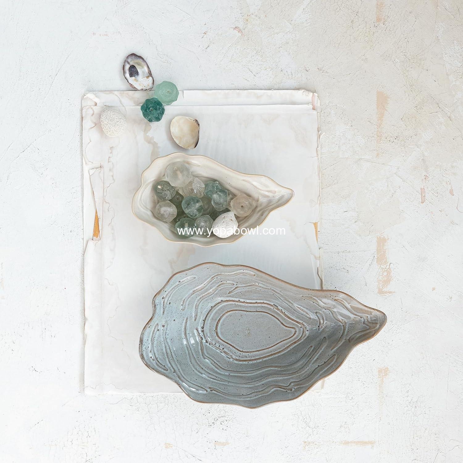 Wholesale Oyster Shaped Stoneware Bowl, Cream, 8-inch Diameter, Factory