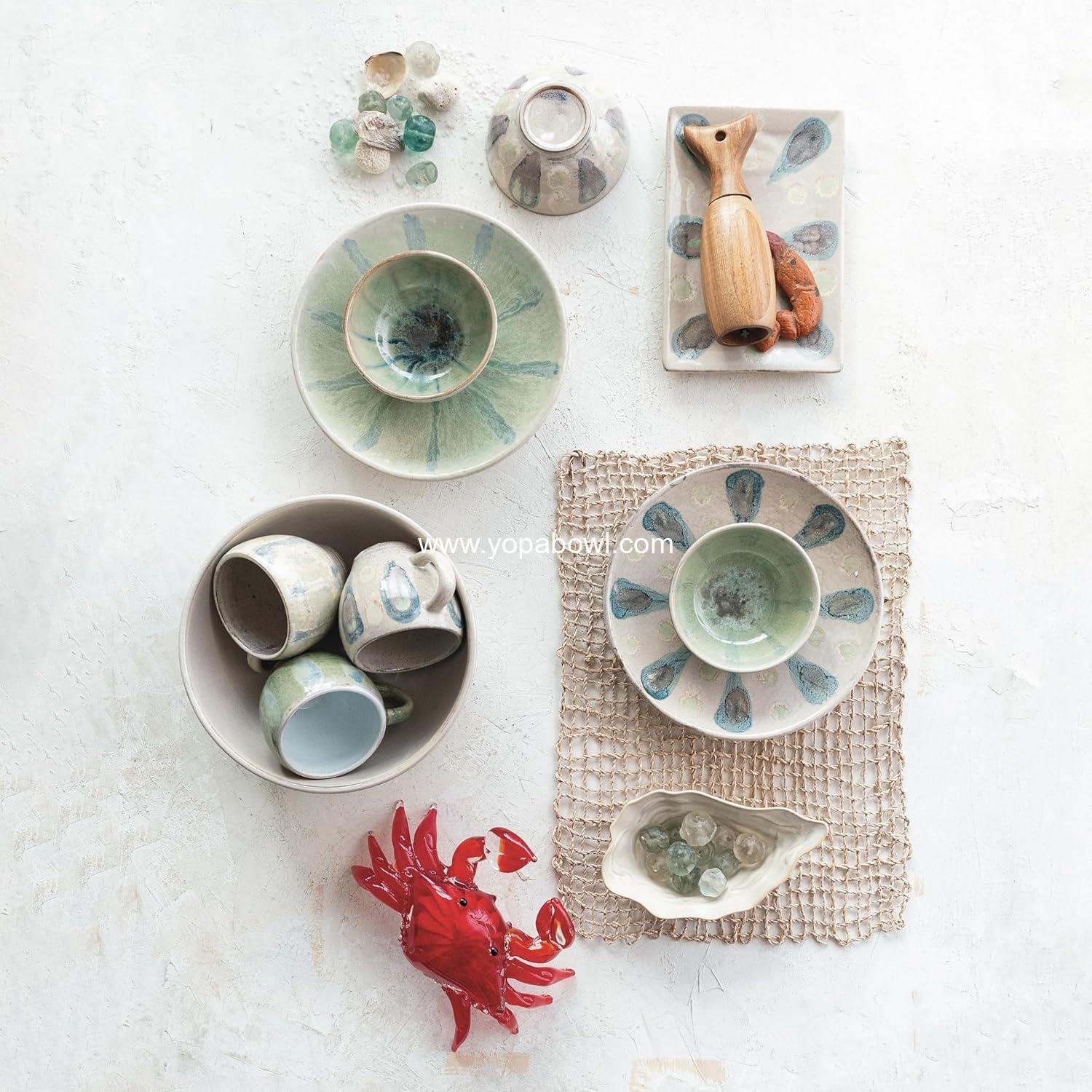 Wholesale Oyster Shaped Stoneware Bowl, Cream, 8-inch Diameter, Factory